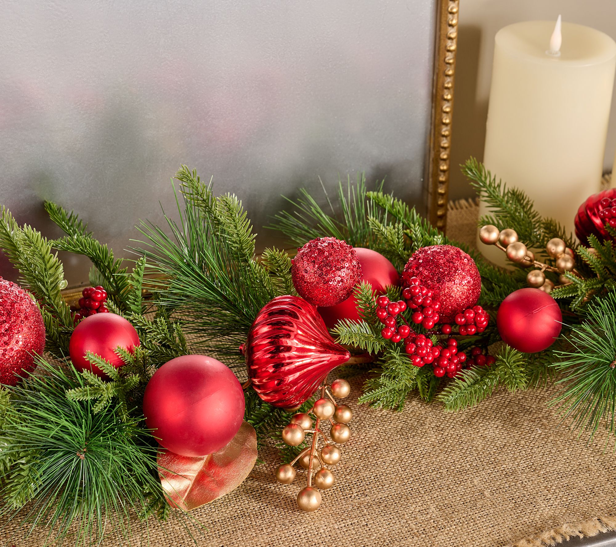 4' Ornament, Pine and Berry Garland by Valerie