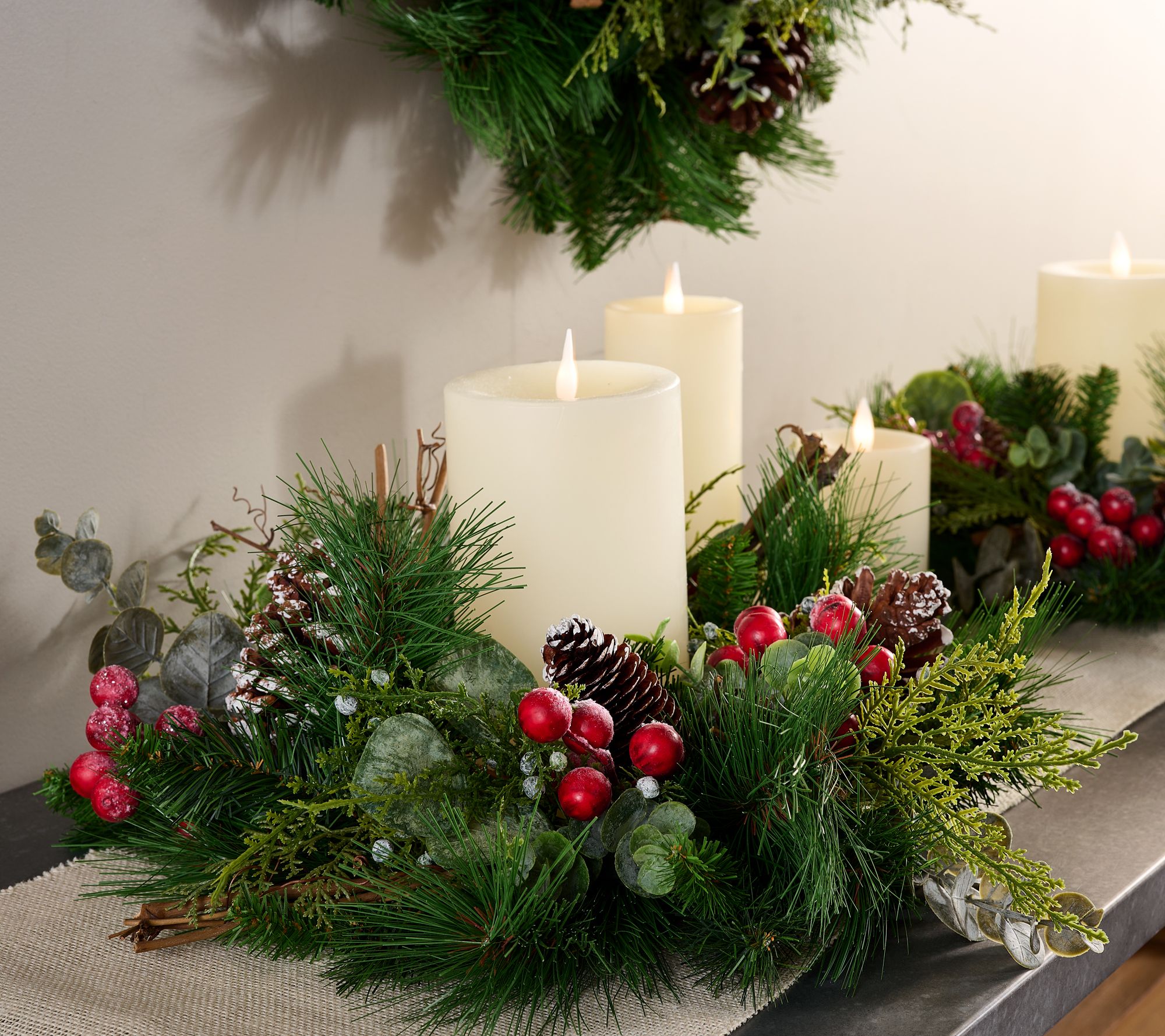 12" Berry, Pine, & Eucalyptus Mini Wreaths by Valerie