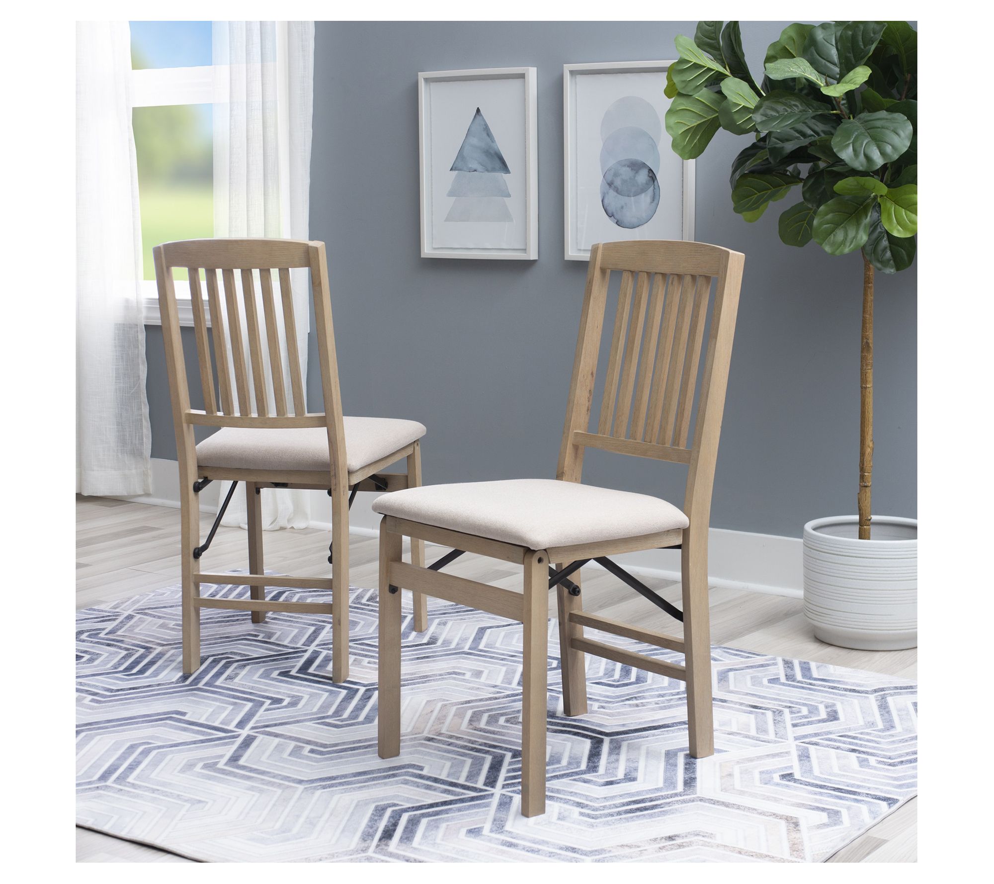 Linon Home Set of 2 Decor West Mission Slattedolding Chairs
