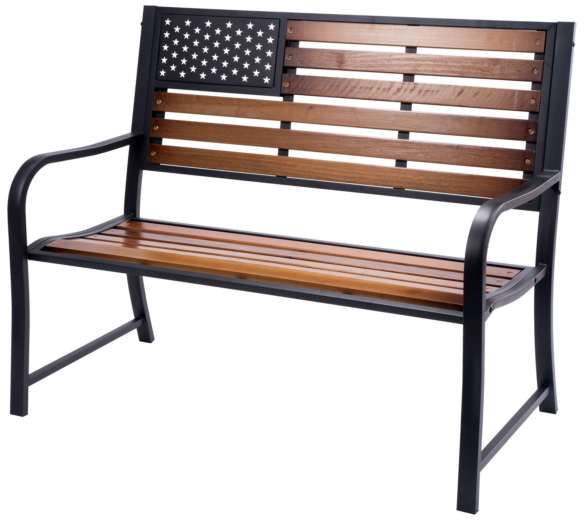 Backyard Expressions American Flag Patio Bench/ Wooden Slats