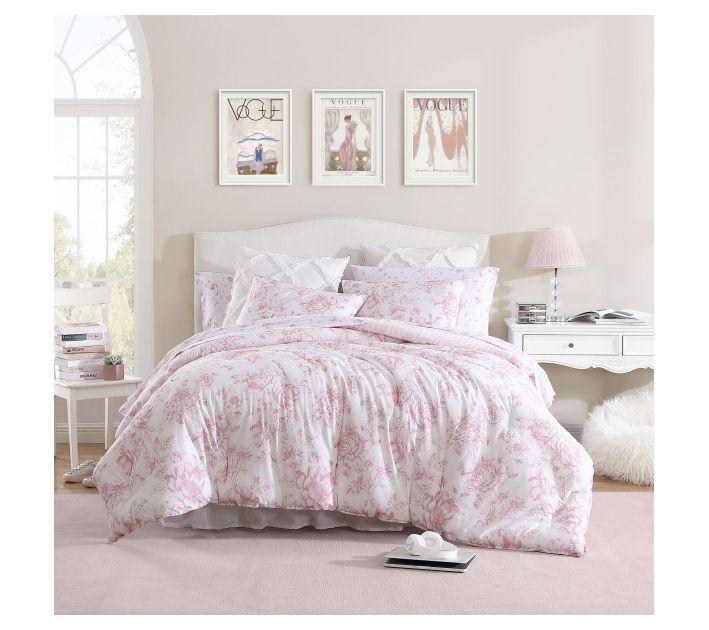 Laura Ashley Delphine Pink Twin Xl Comforter Sham Set