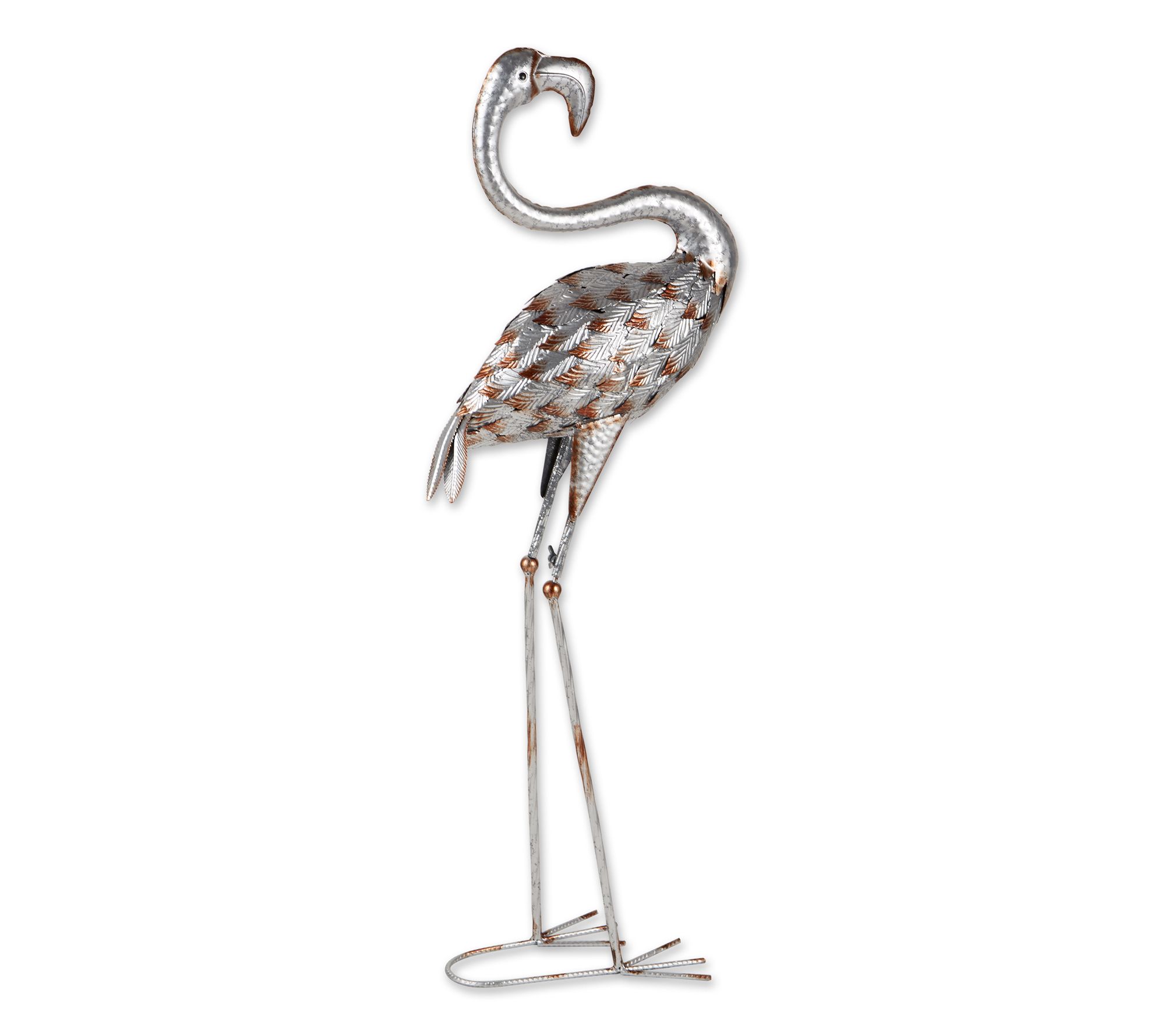 Zingz & Thingz Standing Galvanized Flamingo Statue