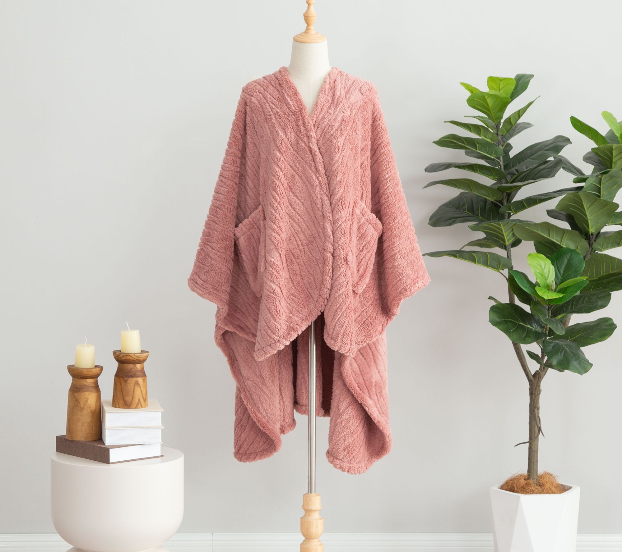 Berkshire Jacquard Shearling Wearable Throw - QVC.com