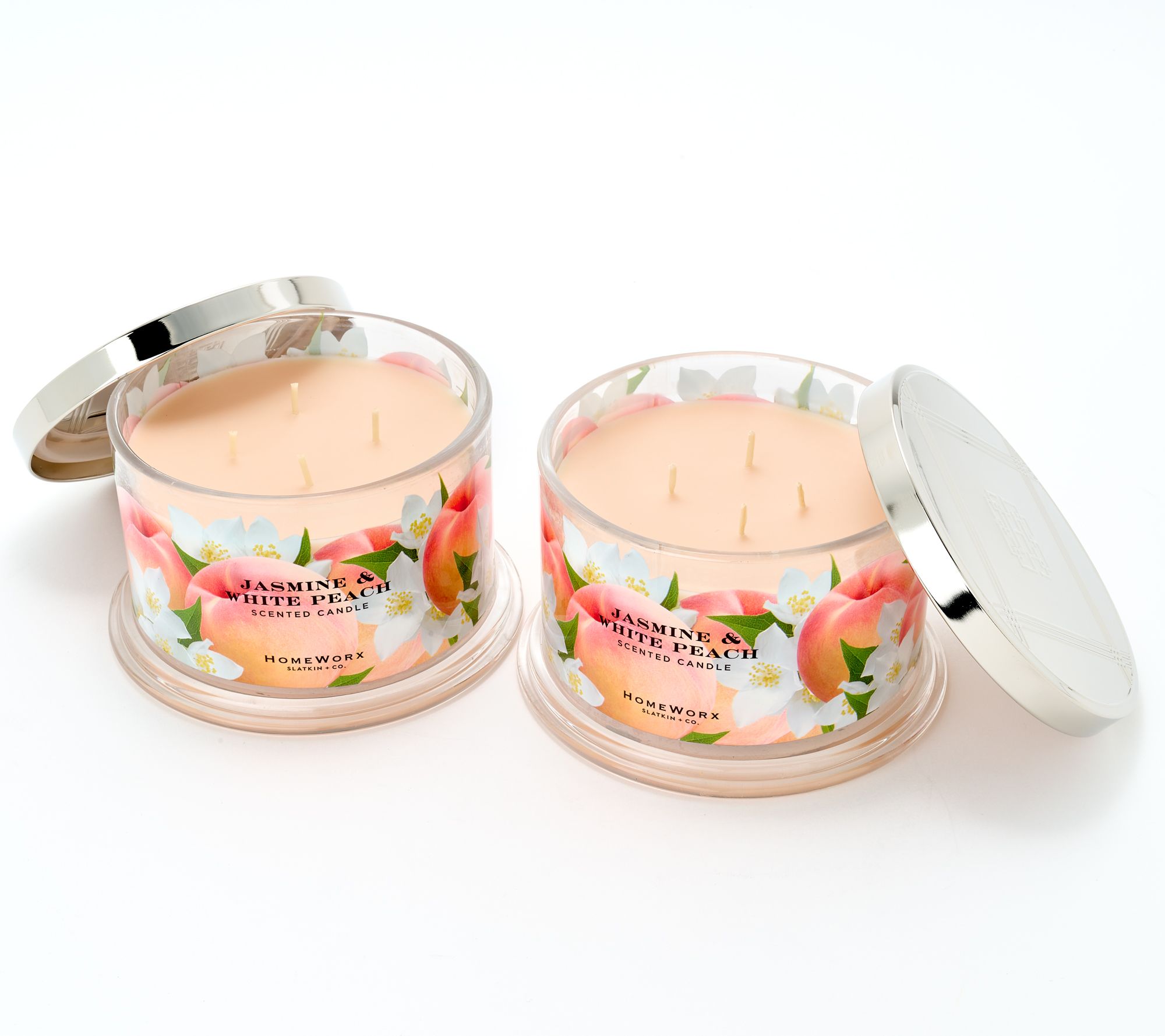 Homeworx by Slatkin + Co. S/2 18oz Jasmine + White Peach