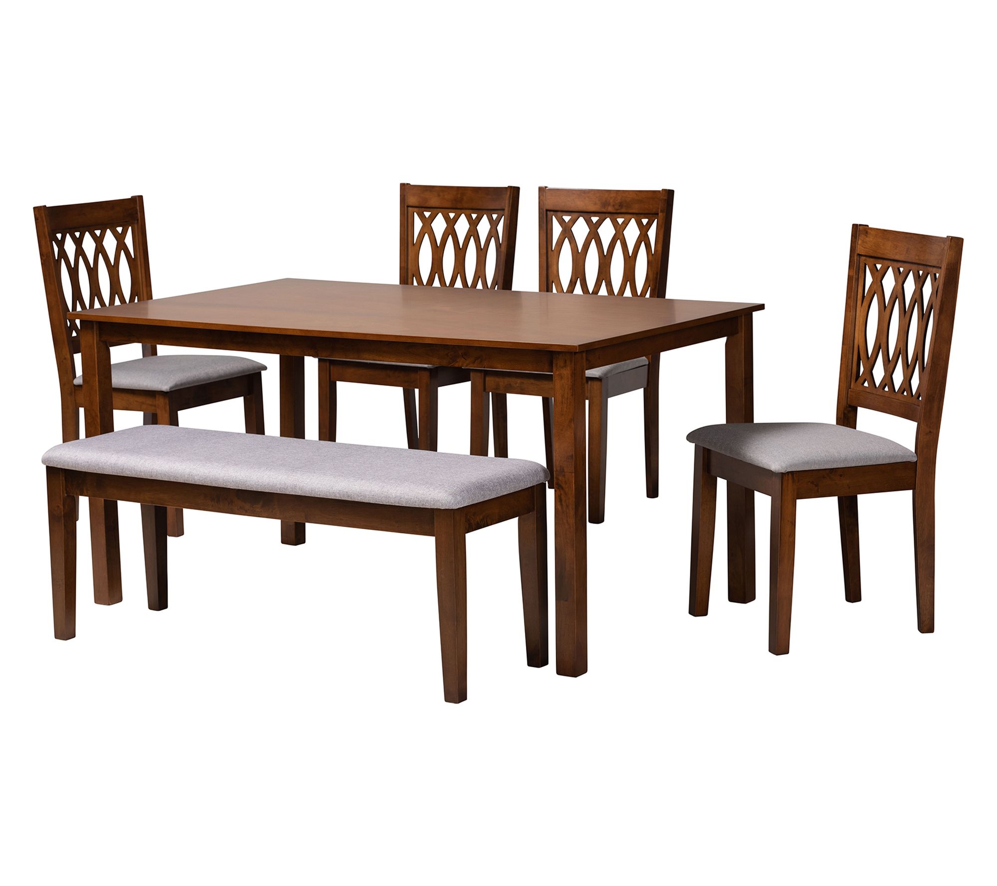 Baxton Studio Florencia Fabric and Wood 6-Piece Dining Set