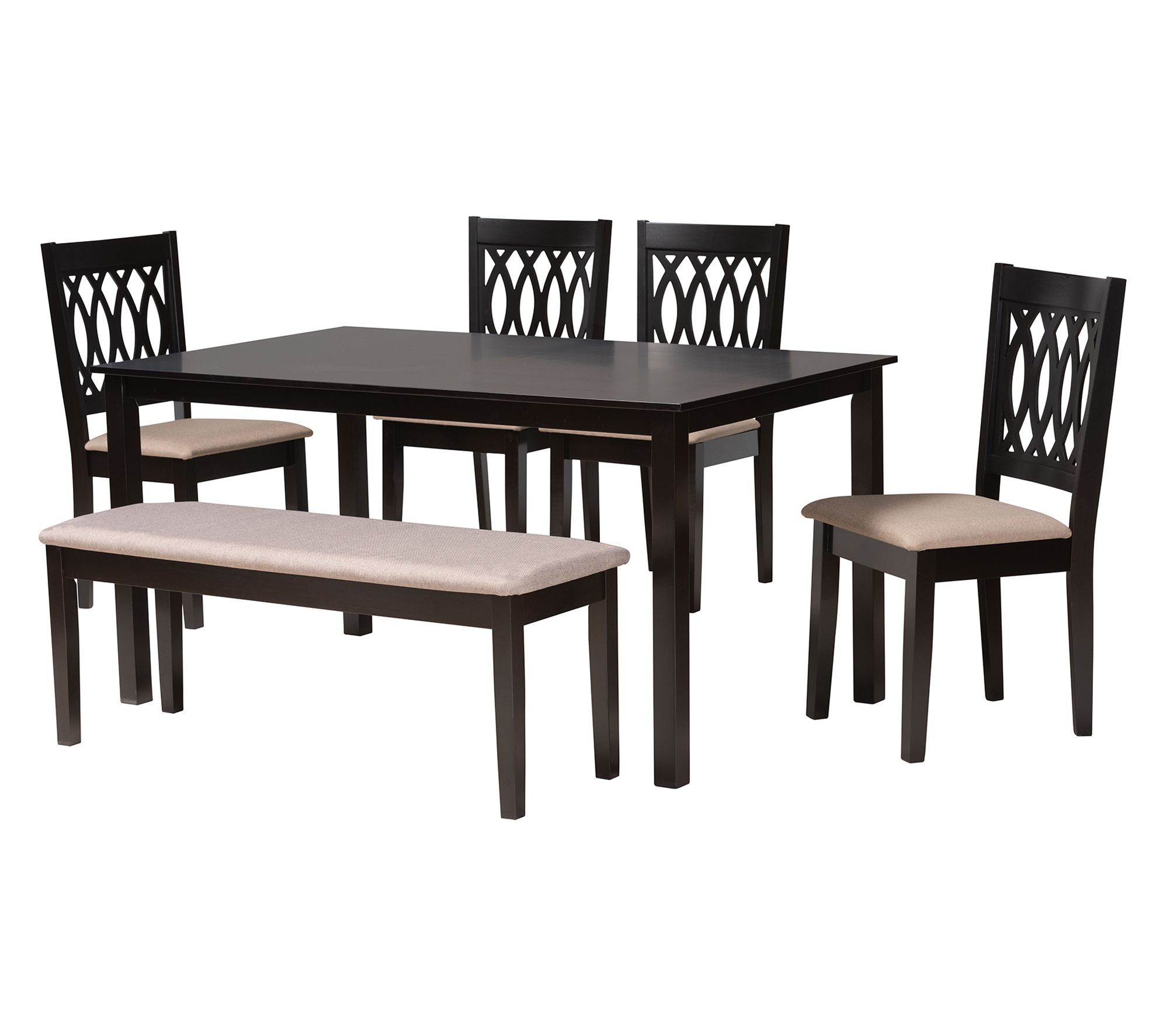 Baxton Studio Florencia Fabric and Wood 6-Piece Dining Set
