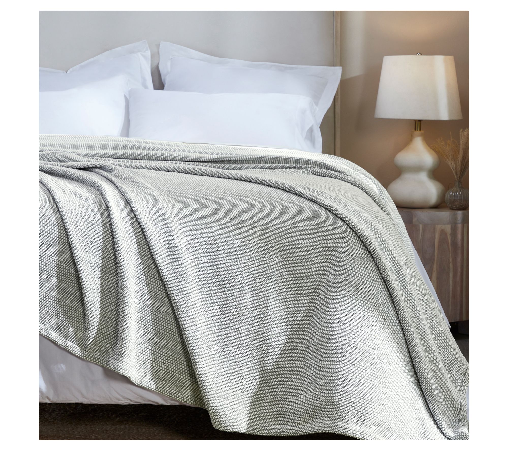 Superior Maya Chenille Herringbone Cotton Blanket, Full Queen