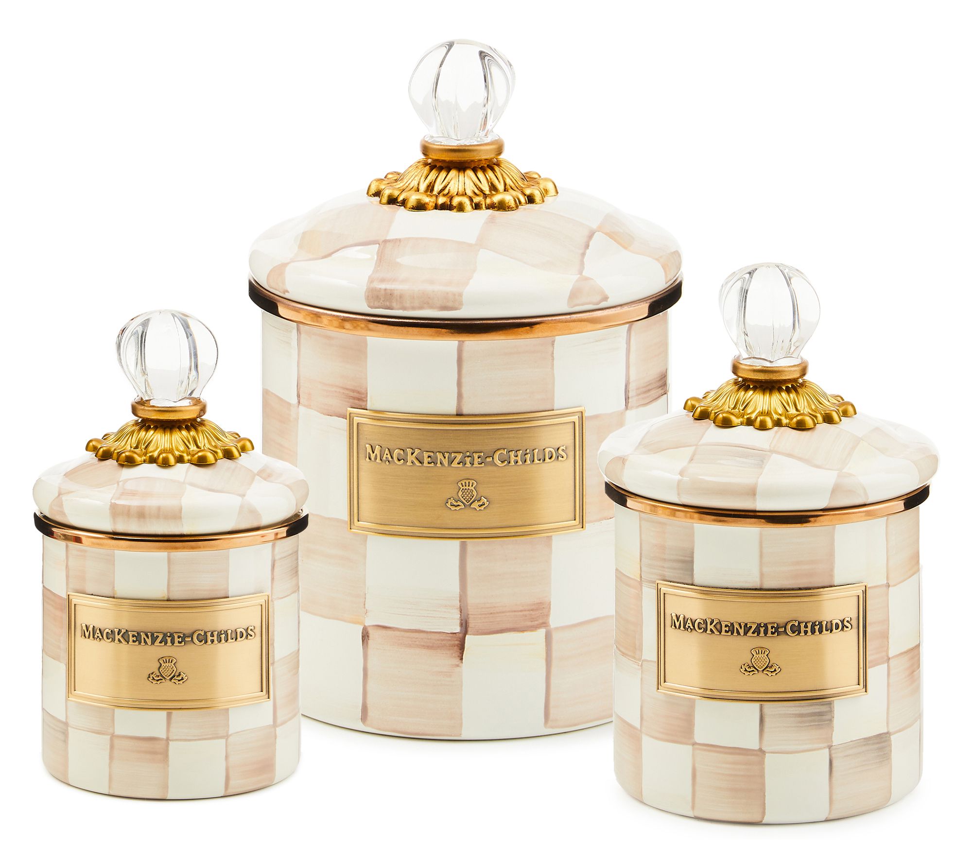 "As Is" MacKenzie- Childs S/3 Enamel Canisters