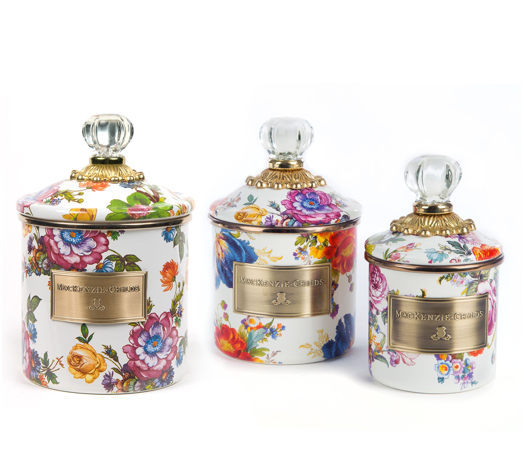 "As Is" MacKenzie- Childs S/3 Enamel Canisters