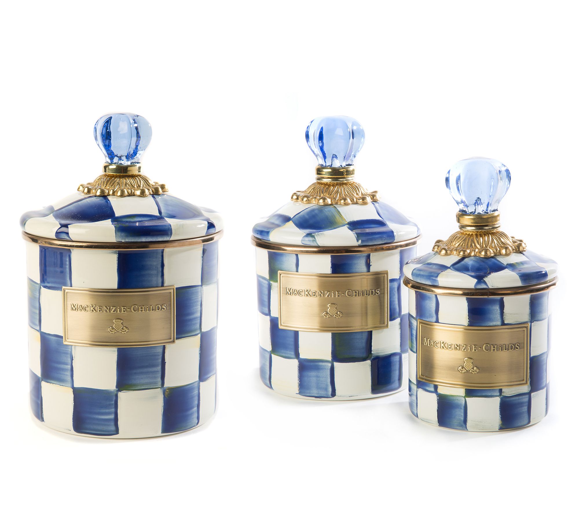"As Is" MacKenzie- Childs S/3 Enamel Canisters