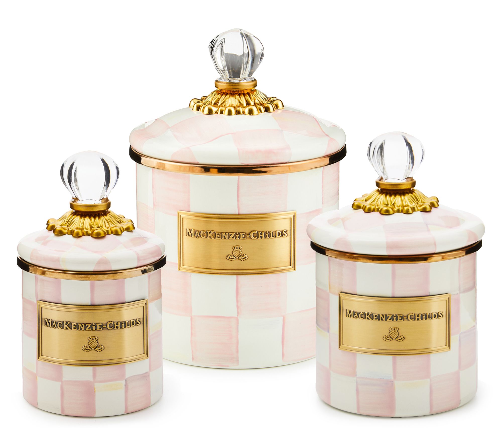 "As Is" MacKenzie- Childs S/3 Enamel Canisters