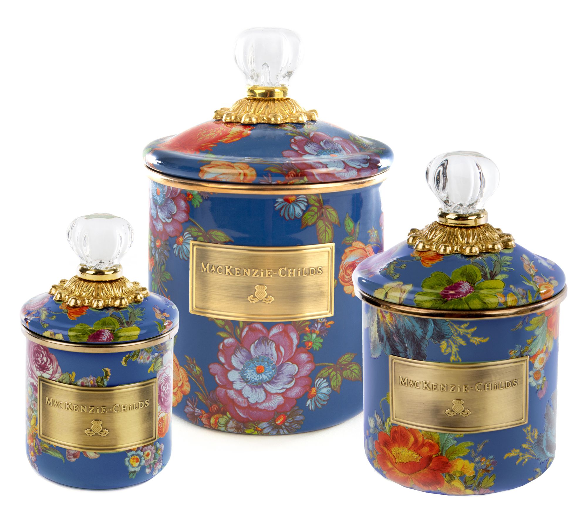 "As Is" MacKenzie- Childs S/3 Enamel Canisters