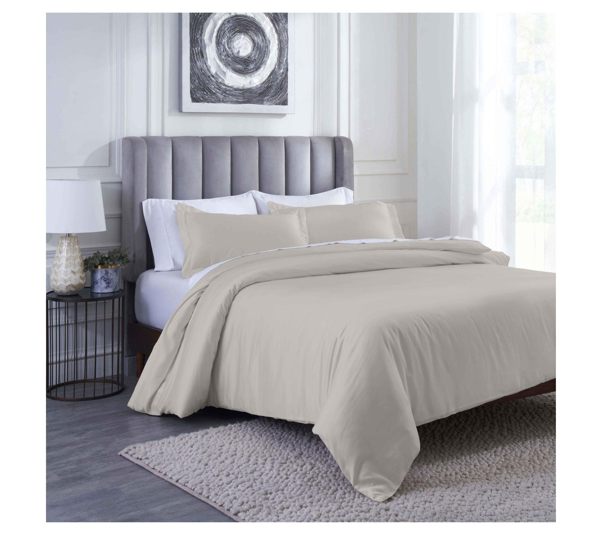 Superior 400-TC Modal Solid Duvet Cover Set, Full/QN