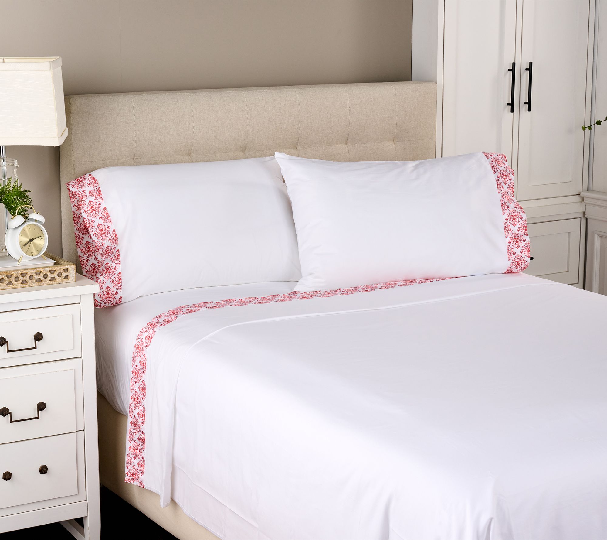 "As Is" Hotel du Cobb 100% Cotton Sateen Sheet Set with Decorative Cuff