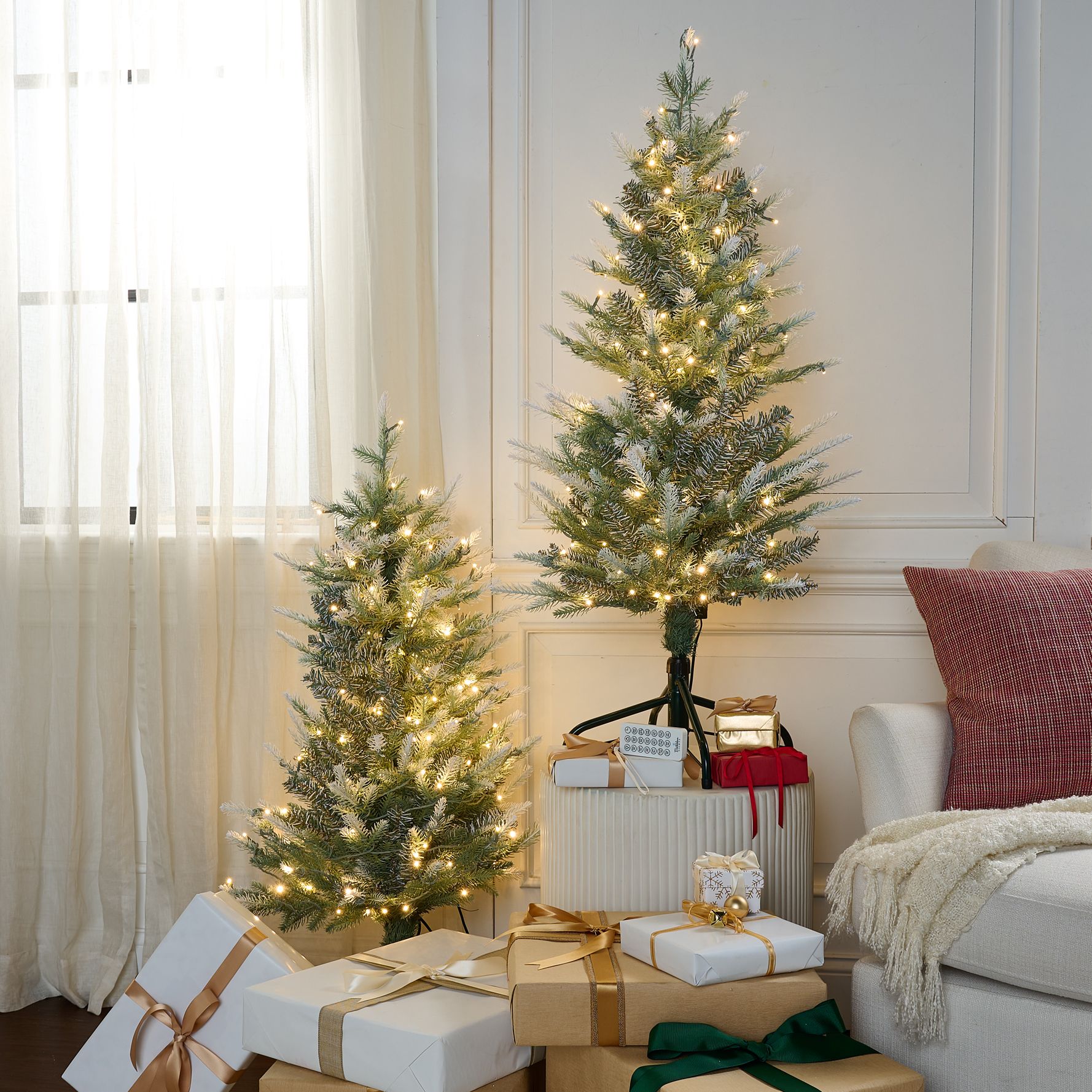 "As Is" Bethlehem Lights Set of 2 Indoor/Outdoor 3.5' MiniTrees