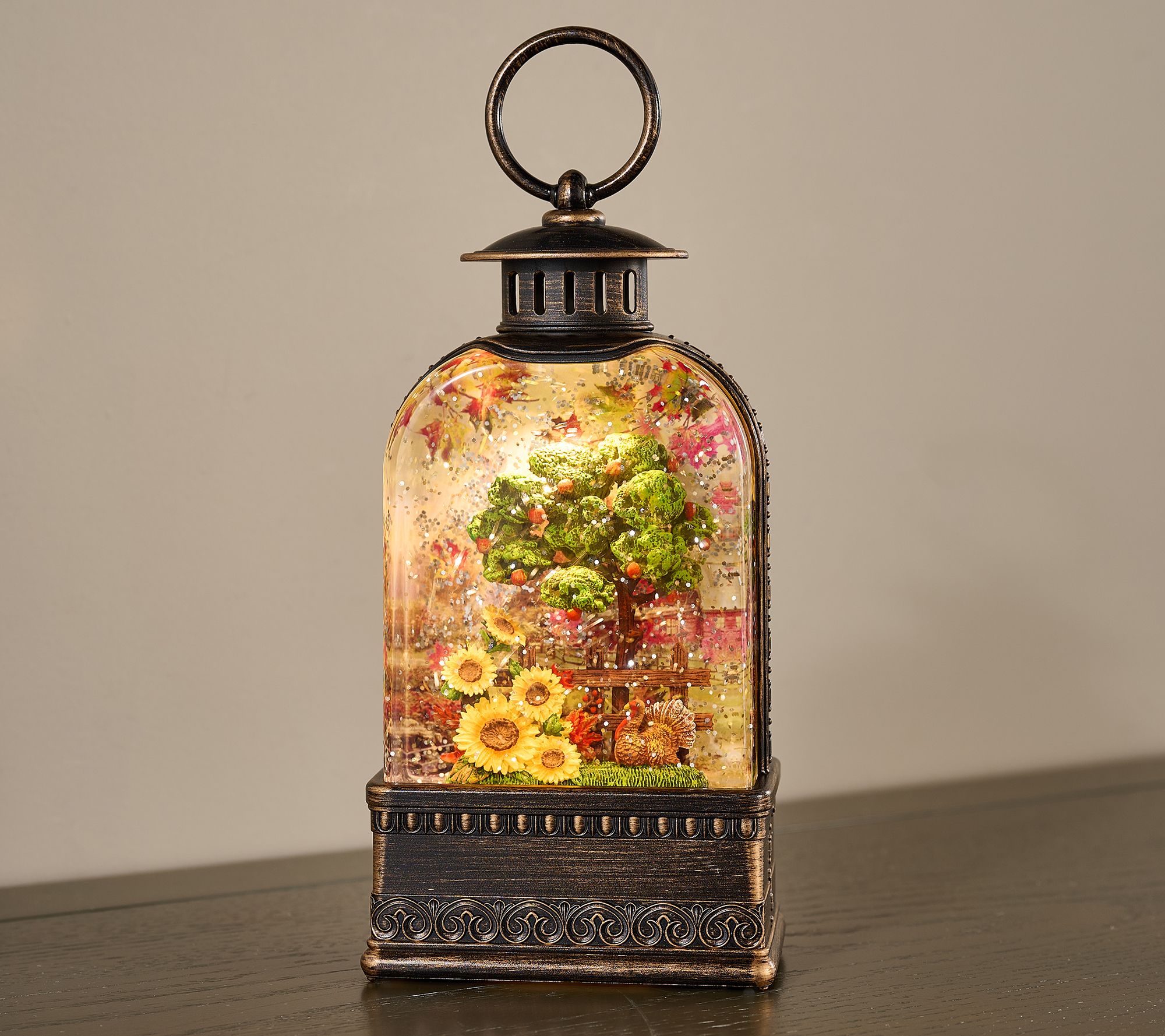 "As Is" Illuminated Glitter Lantern w/Scene by Valerie