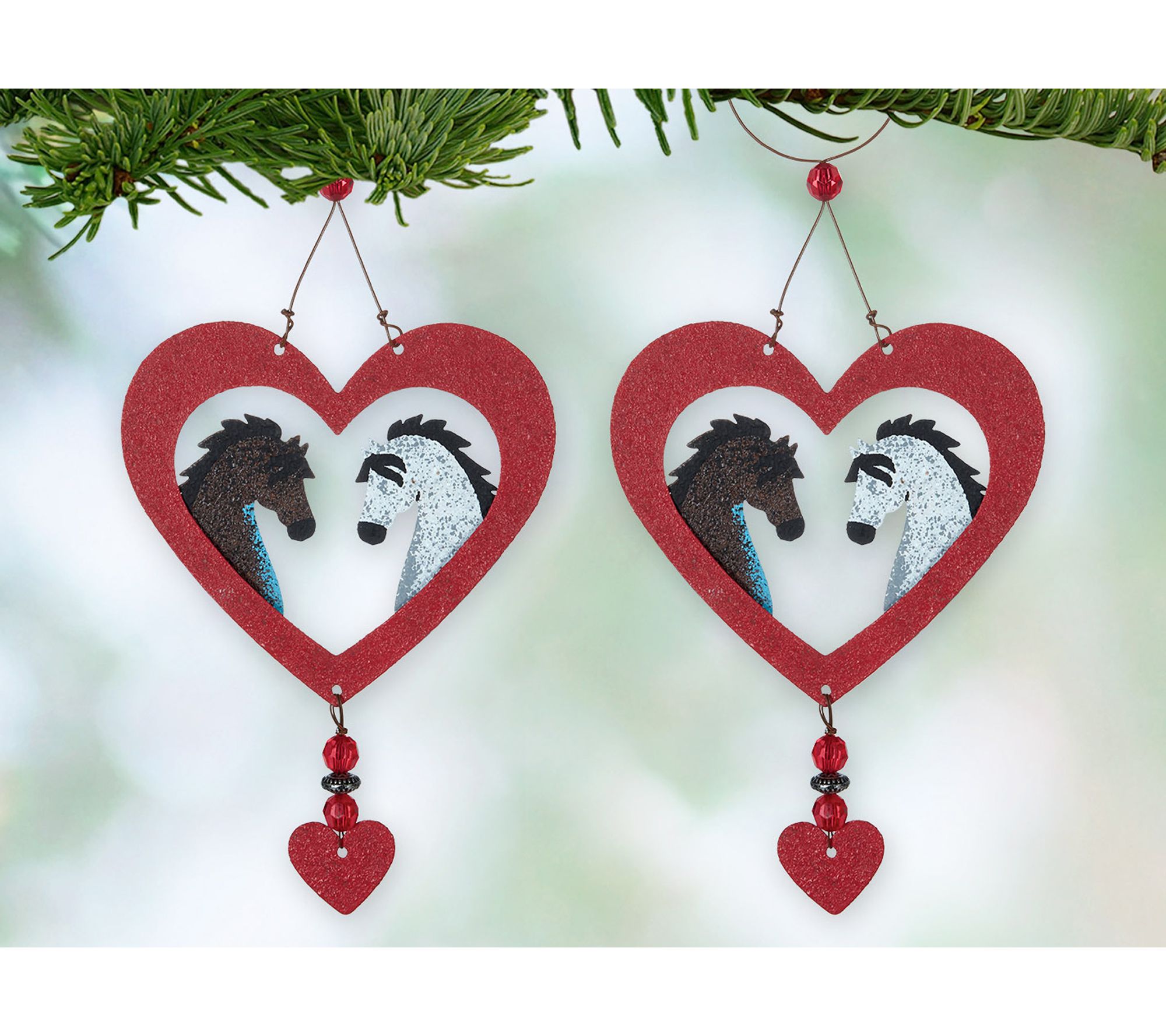 Sunset Vista Designs "Winter & Derby"  Ornament  Set of 2