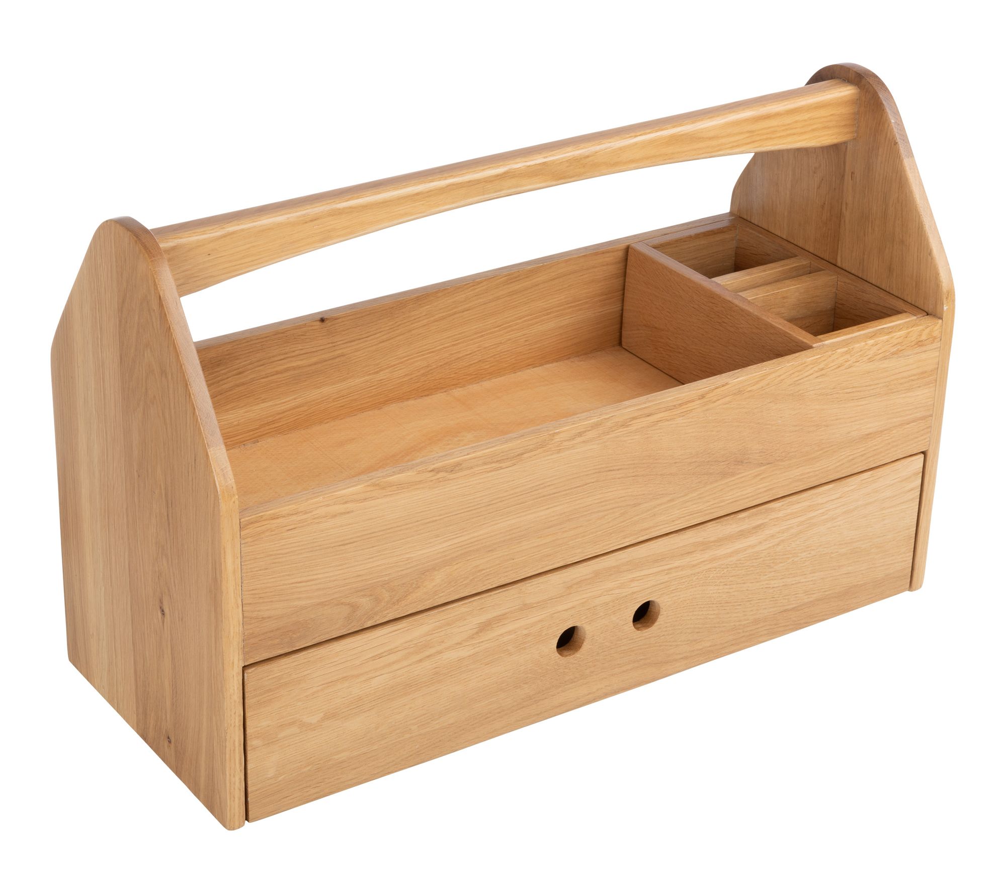 Kings County Wood Tool Box Caddy Organizer w/ Handle & Drawer