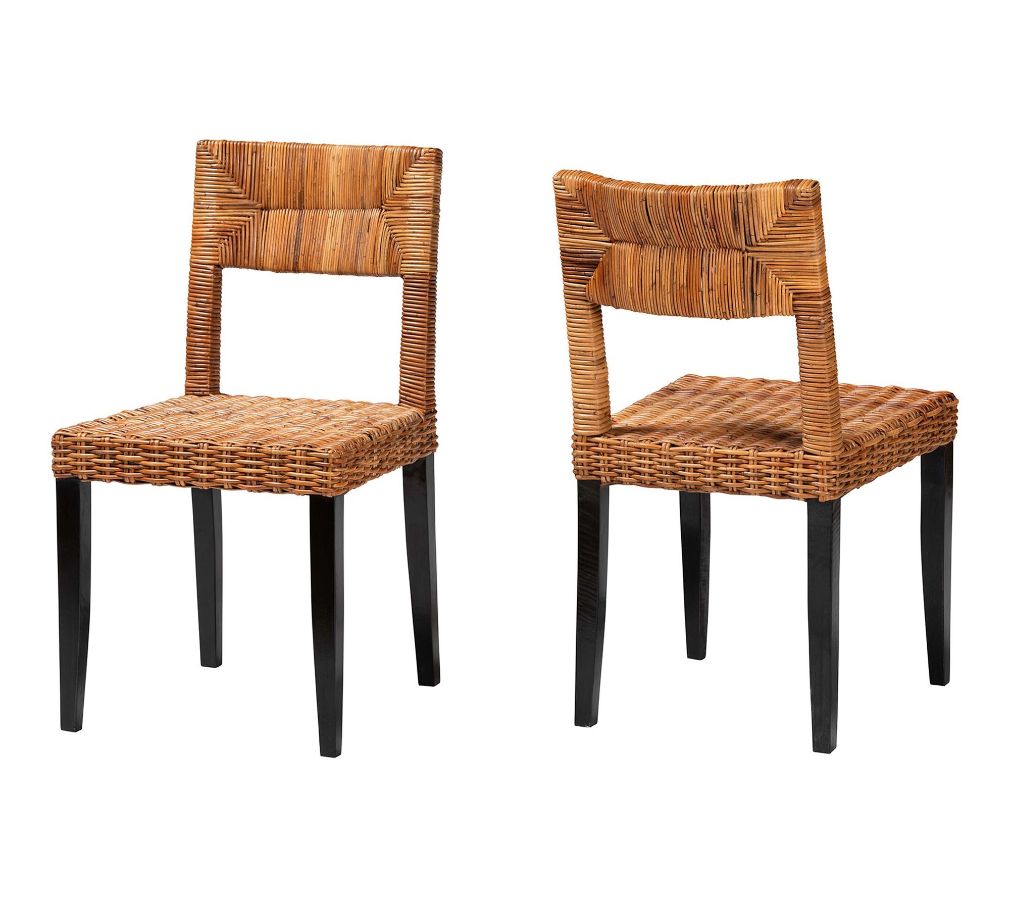 bali & pari Manrico Wood and Rattan Dining Chair Set of 2