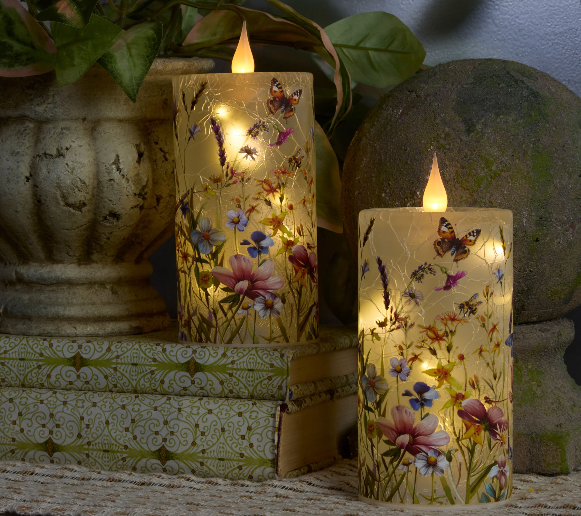 "As Is" Set of (2) 7" Illuminated Wildflower Candles