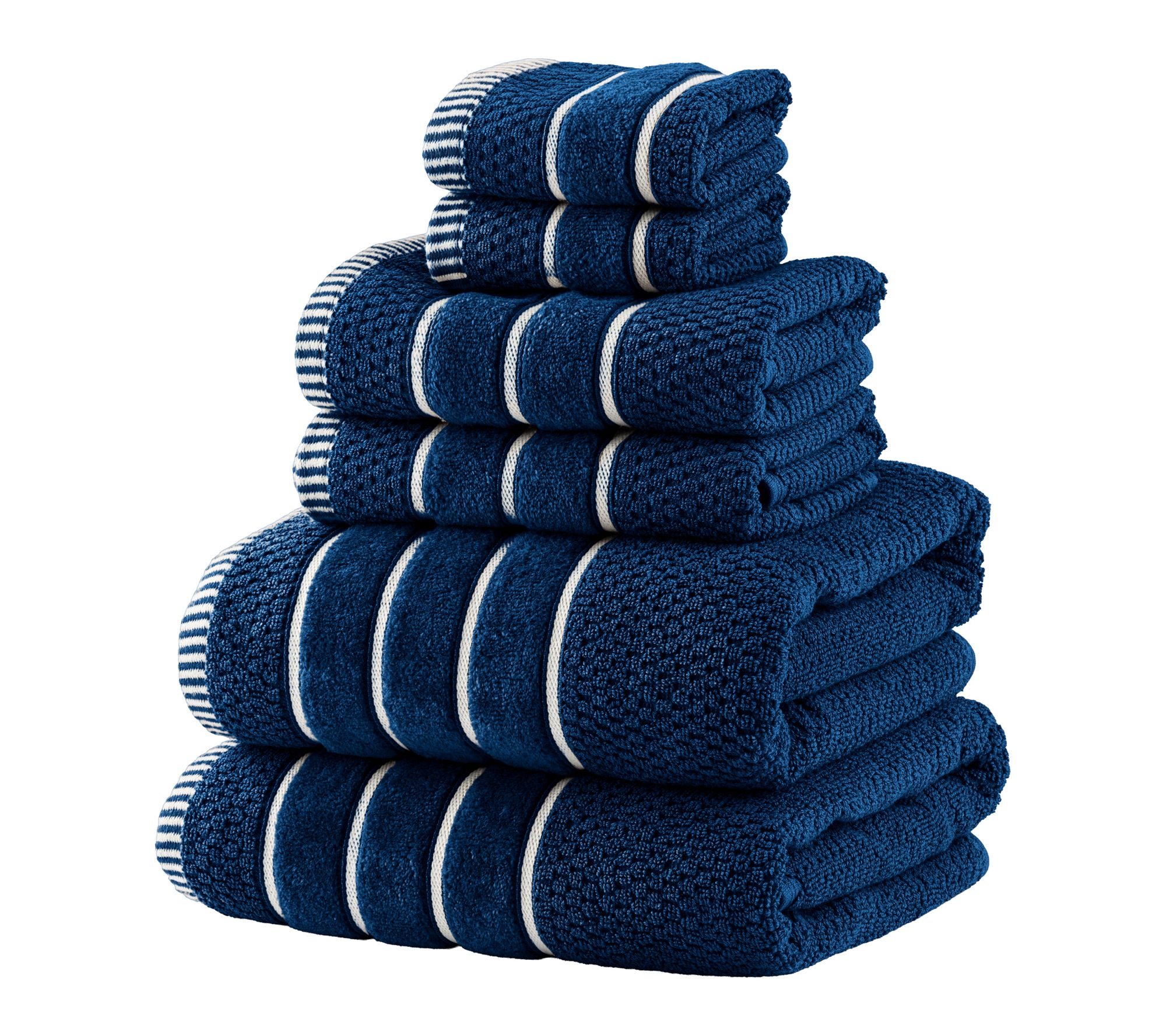 Lavish Home Luxury 6 PC Towel Set Rice Weave Egyptian Cotton