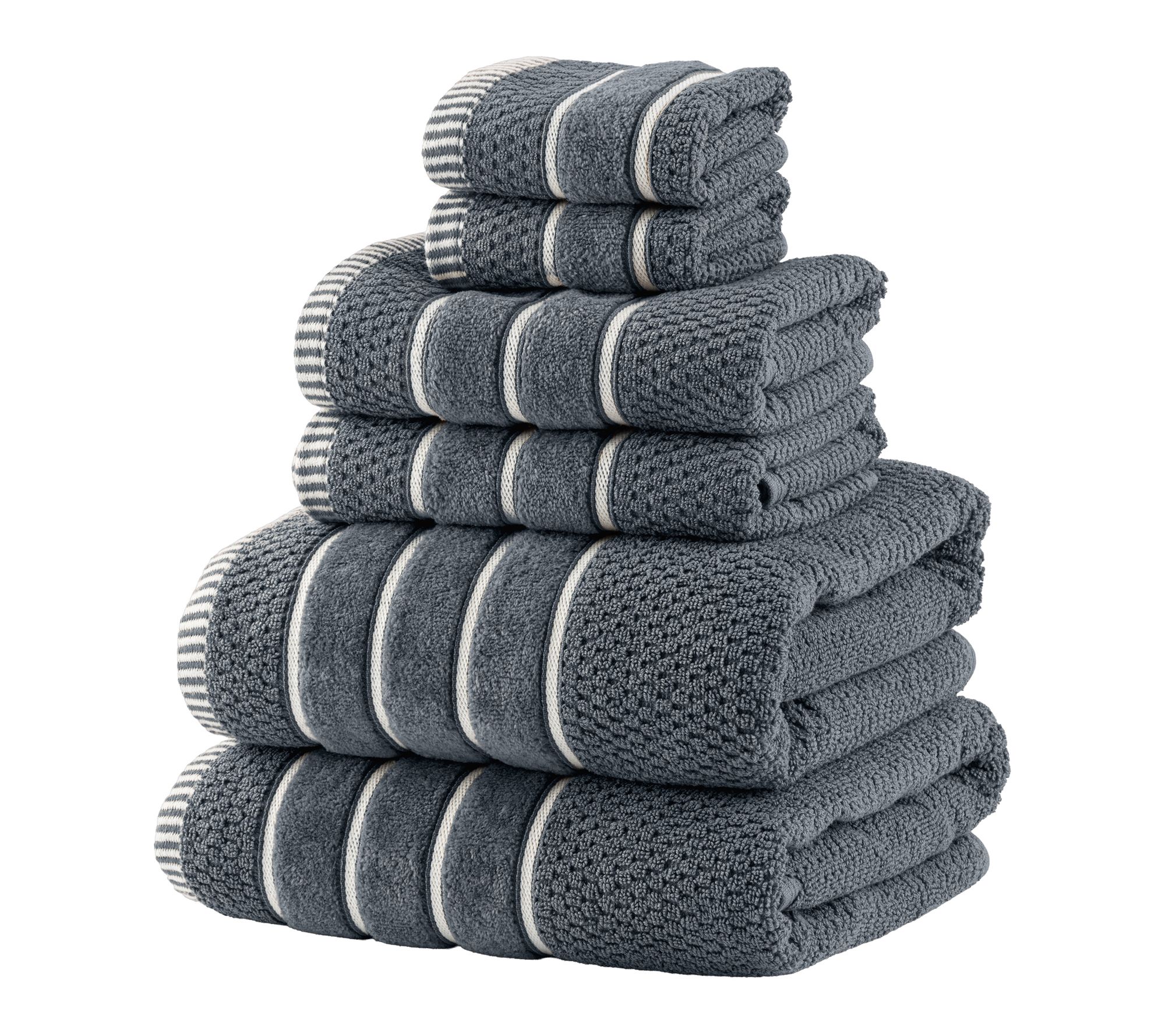 Lavish Home Luxury 6 PC Towel Set Rice Weave Egyptian Cotton