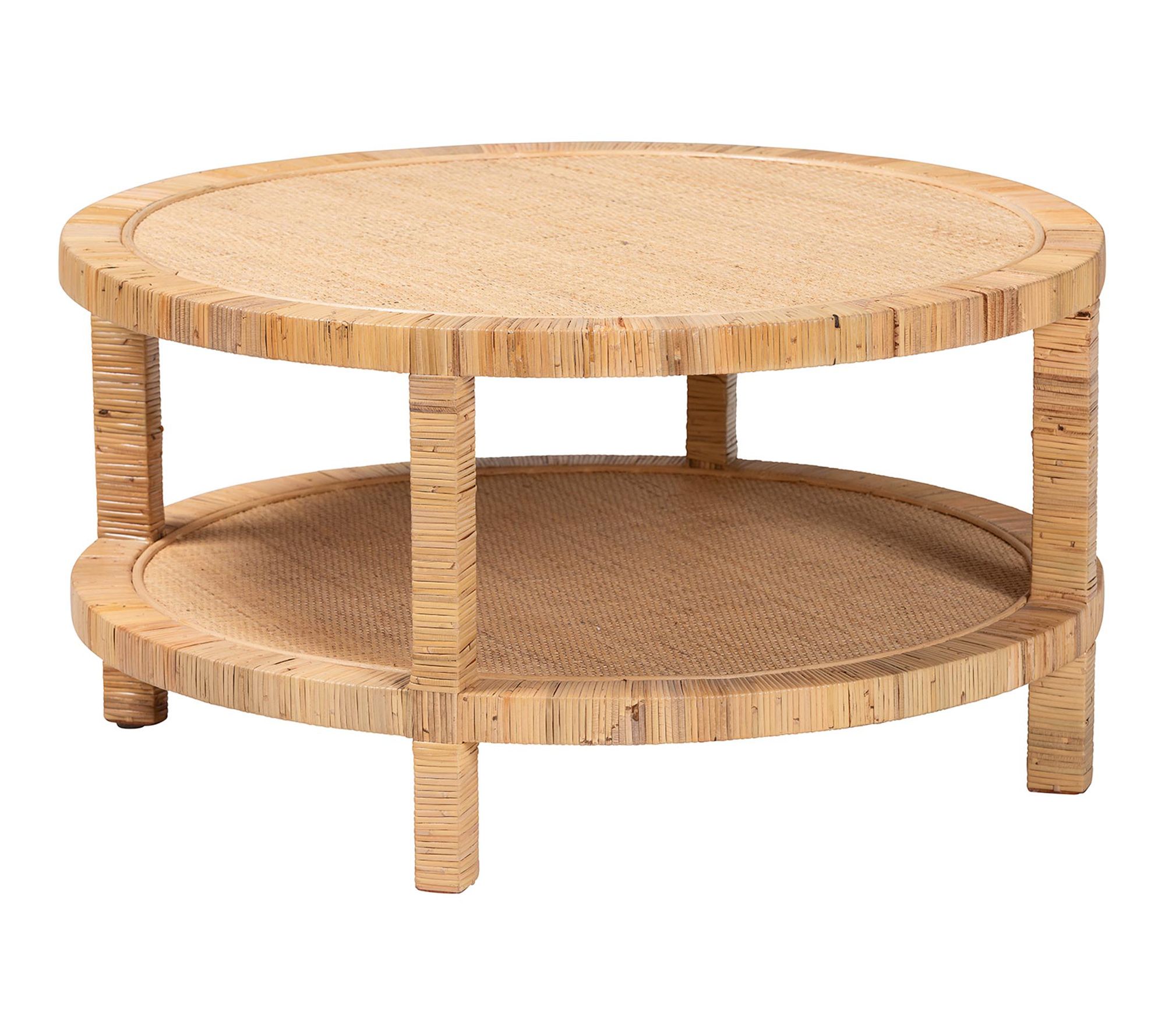 bali & pari Kalimantan Honey Rattan Mahogany Wood Coffee Table