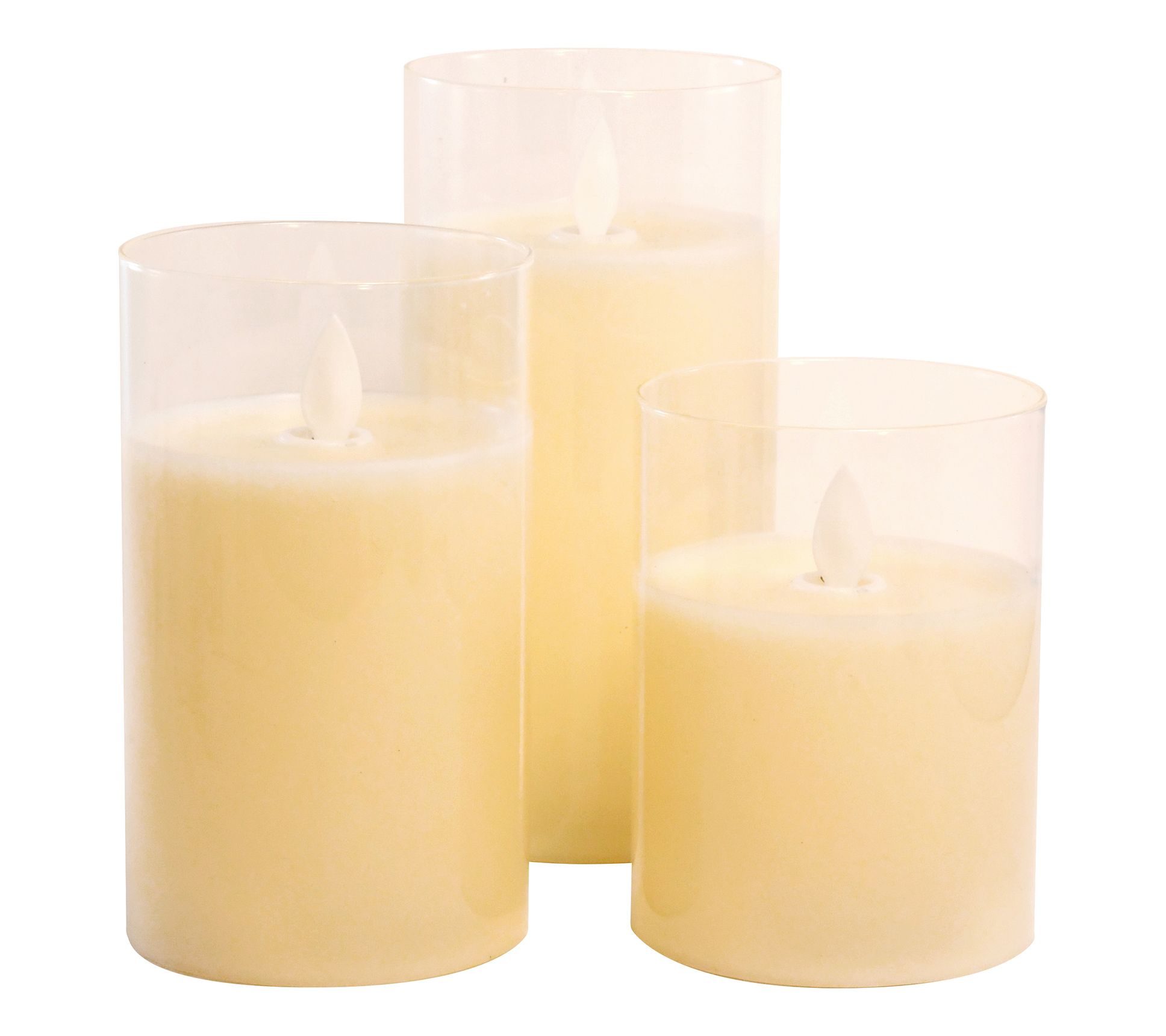 LumaBase LED Glass Hurricane LED Candles w Moving Flame Set