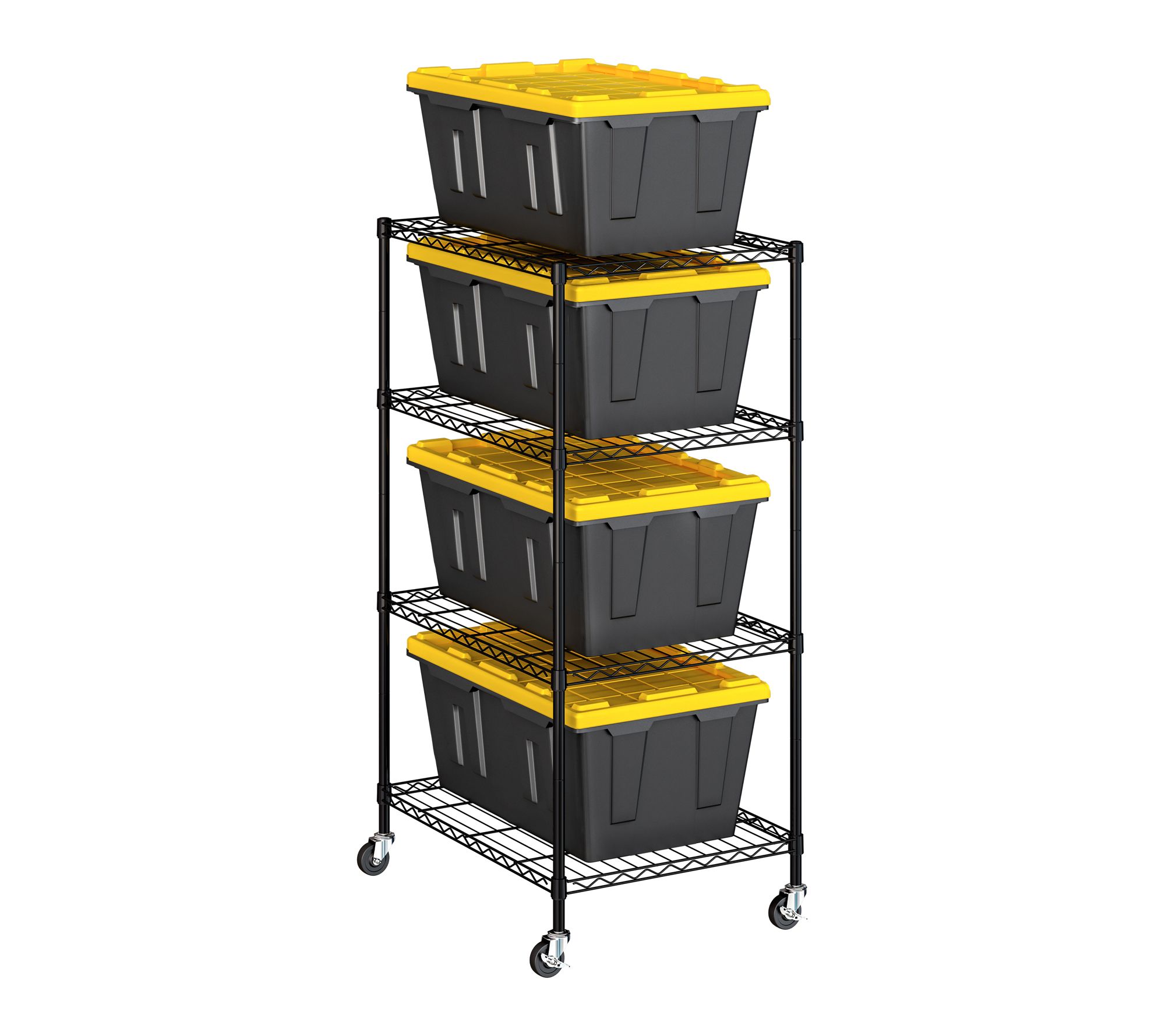 Seville Classics 4 Tier Tote Wire Shelving, 25" x 33" x 60" H
