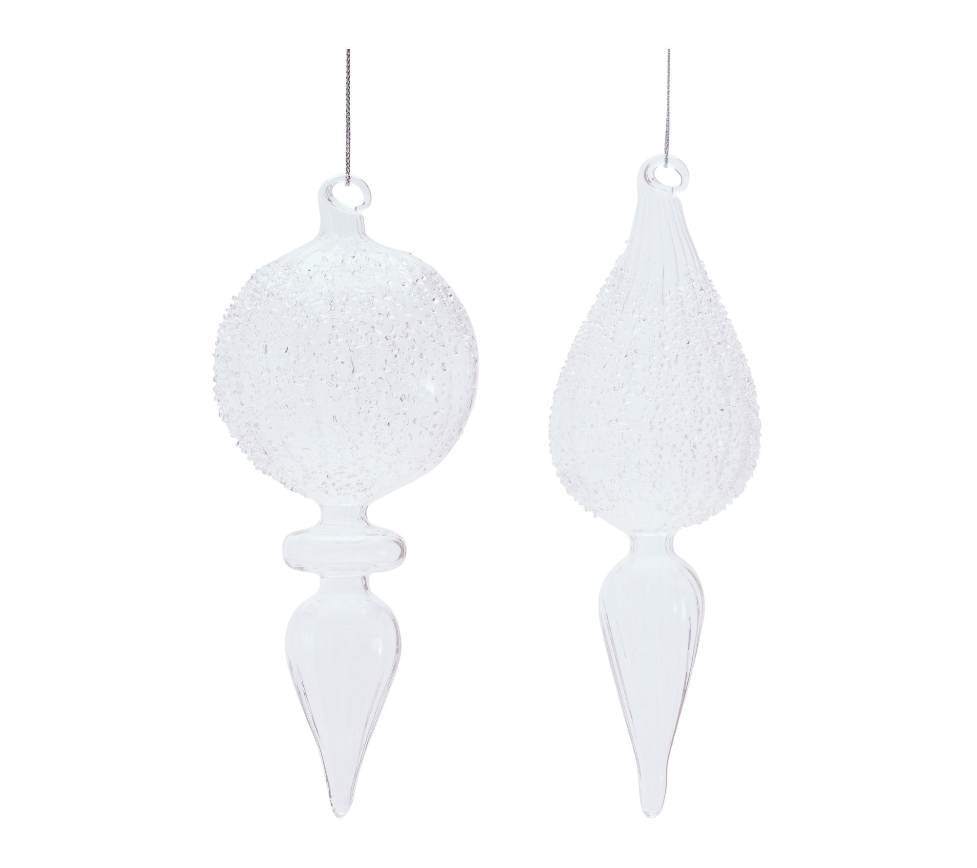 Melrose Frosted Textured Glass Finial Ornament (Set of 4)