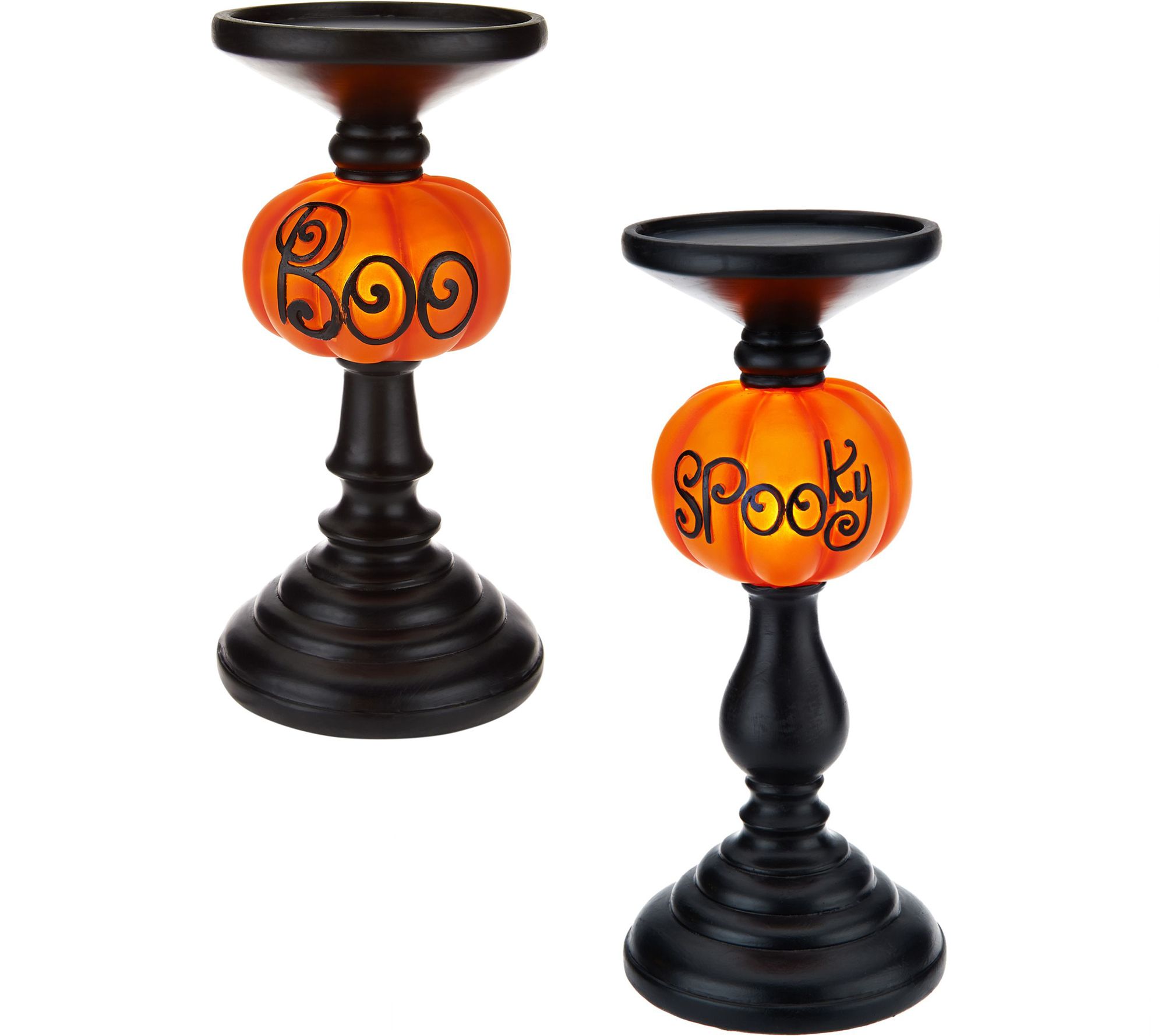 Illuminated Halloween "BOO" or "SPOOKY" Candlesticks