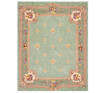 Royal Palace 7'x9' Fleur de Lis Wool Rug with Scroll Border - H210153