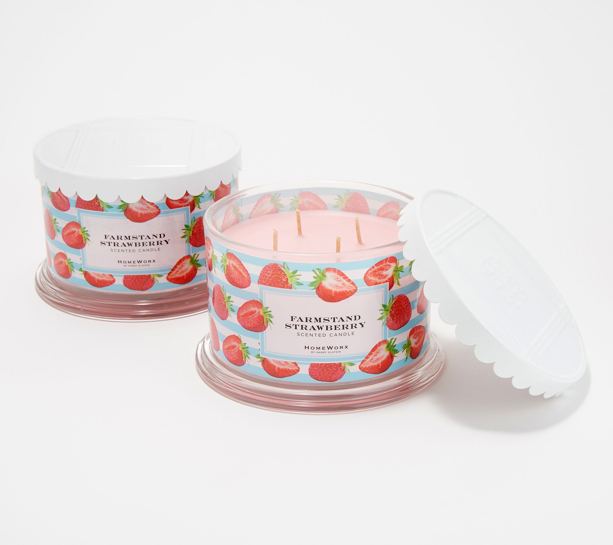 HomeWorx by Harry Slatkin S/2 Farmstand Strawberry 4Wick Candles