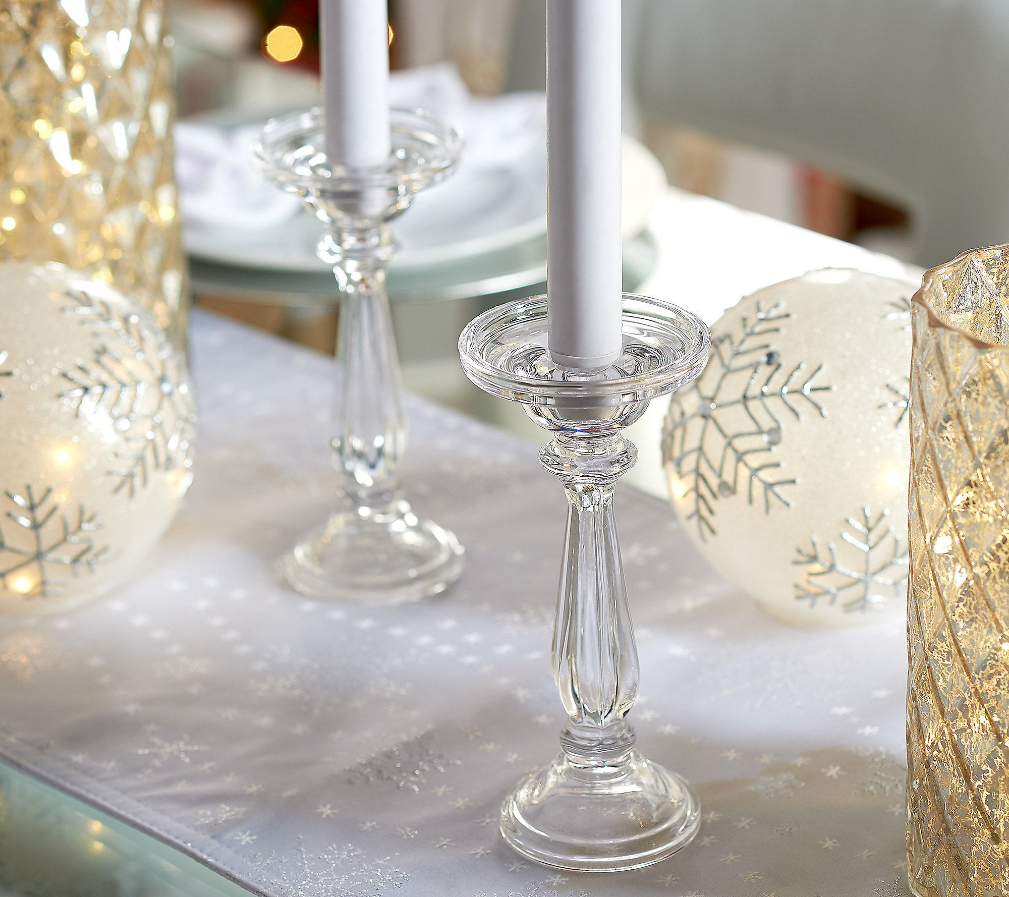 Details about   Illuminated Mercury Glass Candle Holder Pedestal by Valerie 