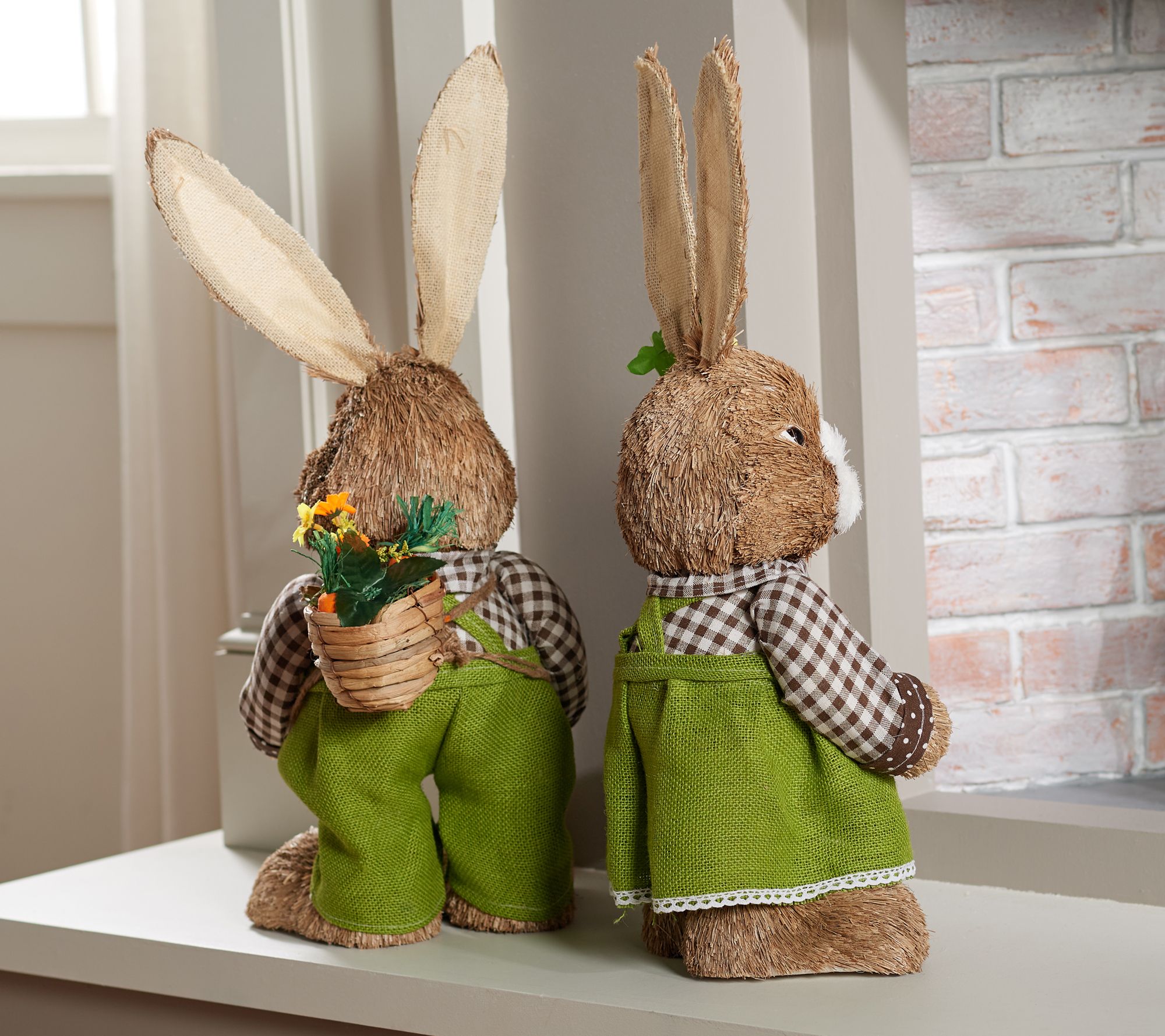 Oversized 23.5" Sisal Bunny Couple by Valerie by Valerie