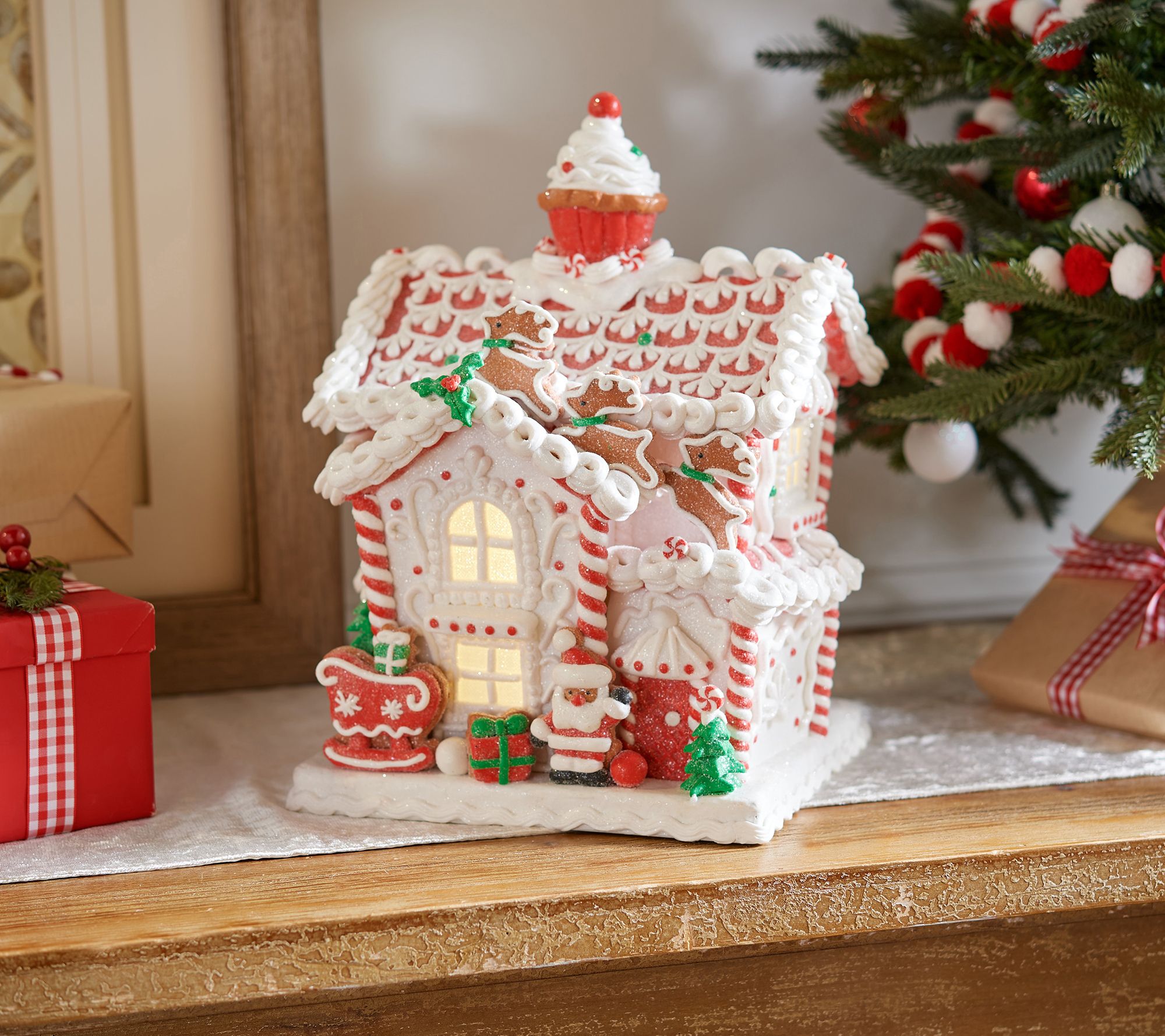 North Pole Collection Lit Santa's Cottage by Valerie - QVC.com