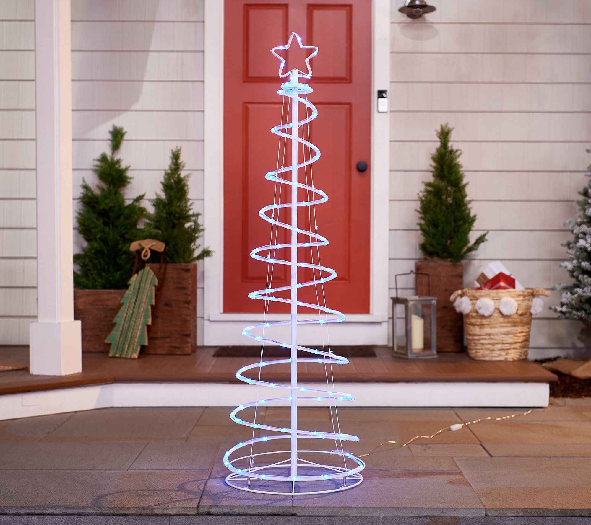 Colorful Lighted Spiral Christmas Tree Lights with Remote, 5FT