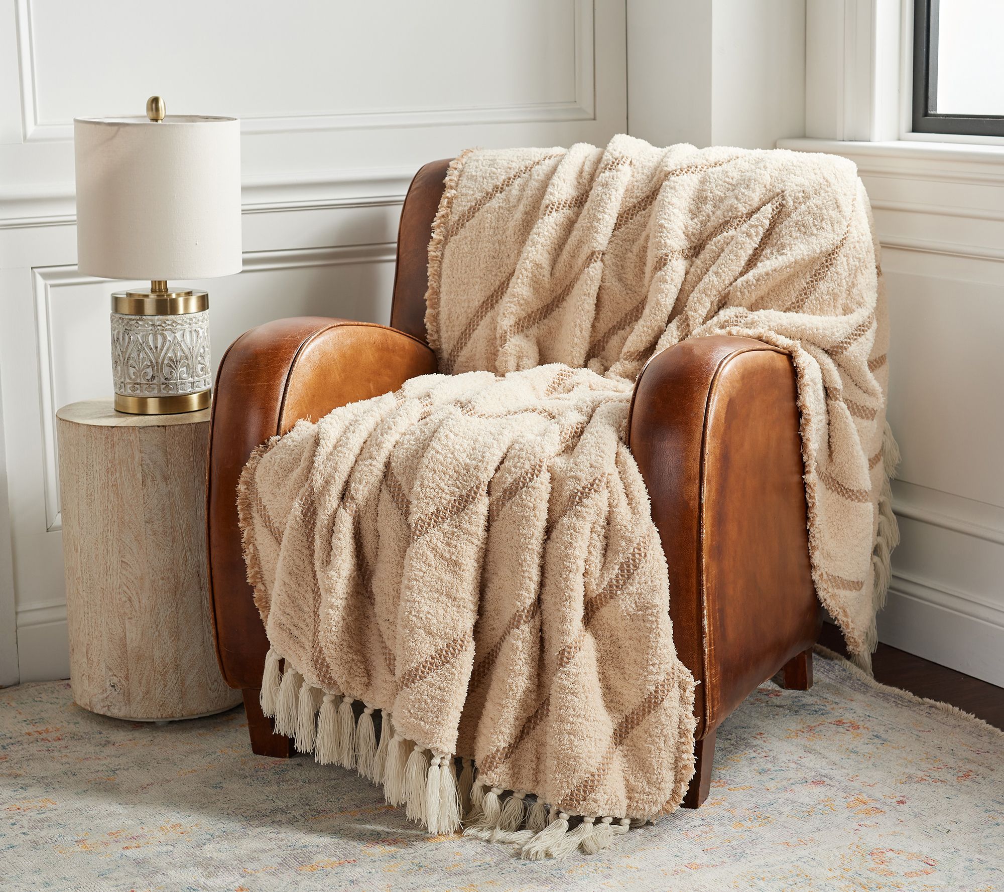 Junk Gypsy Boho 60" x 70" Waffle Throw with Fringe