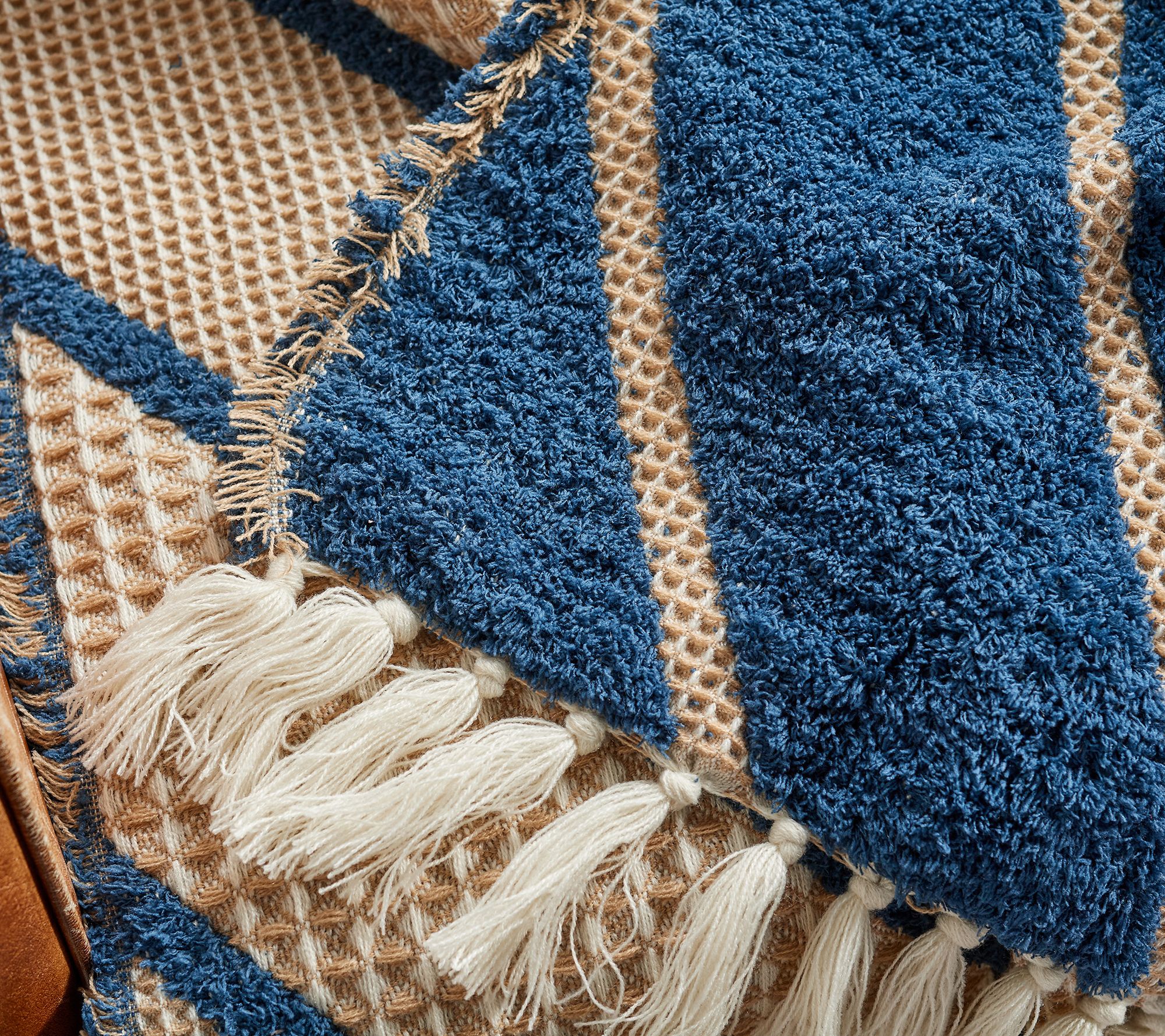 Junk Gypsy Boho 60" x 70" Waffle Throw with Fringe