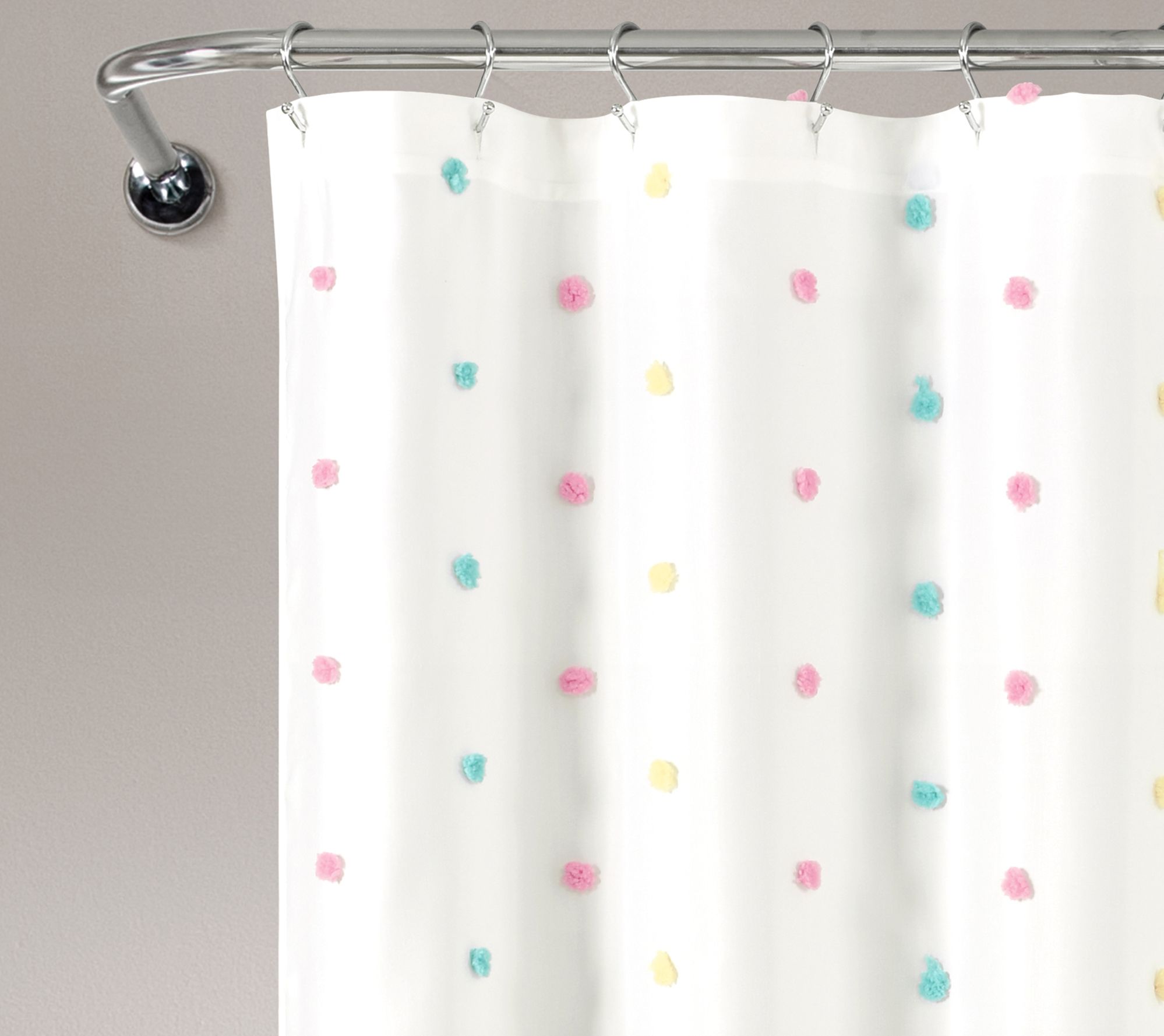 Lush Decor Rainbow Tufted Dot 72x72 Shower Curtain