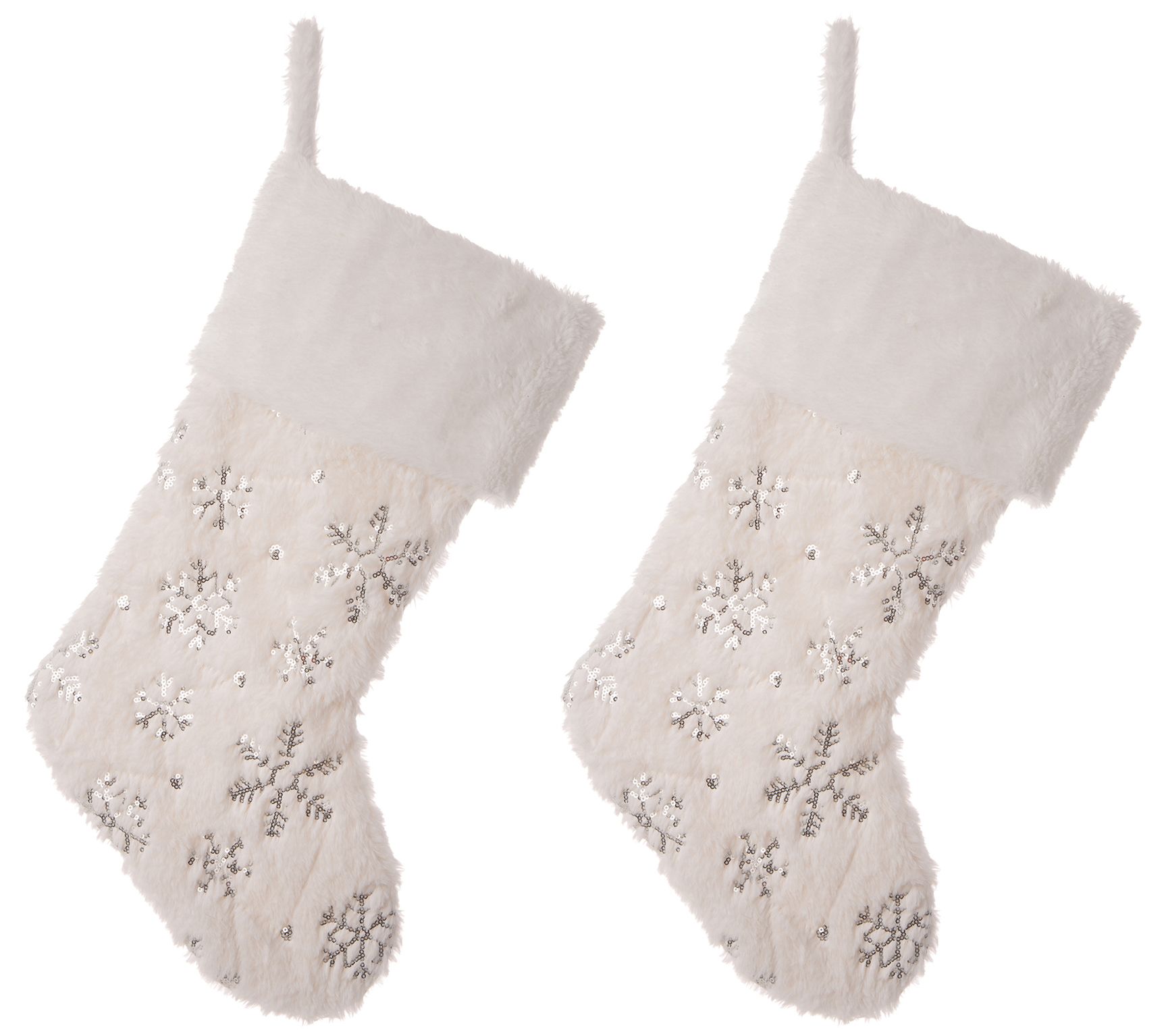Glitzhome Set of 2 21"L Plush Snowflake Christm as Stockings