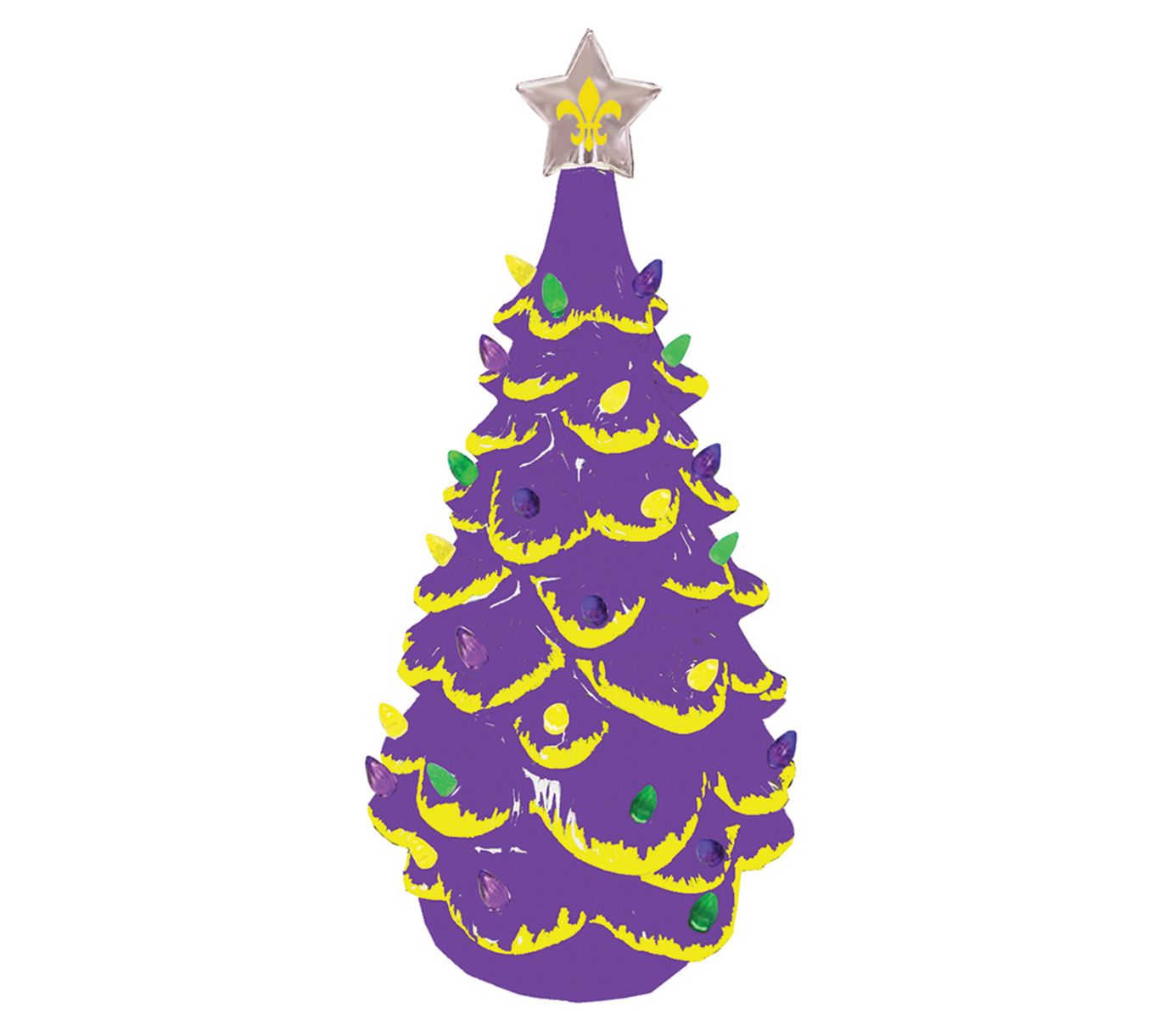 Santa's Workshop 13" LED Ceramic Mardi Gras Tre e