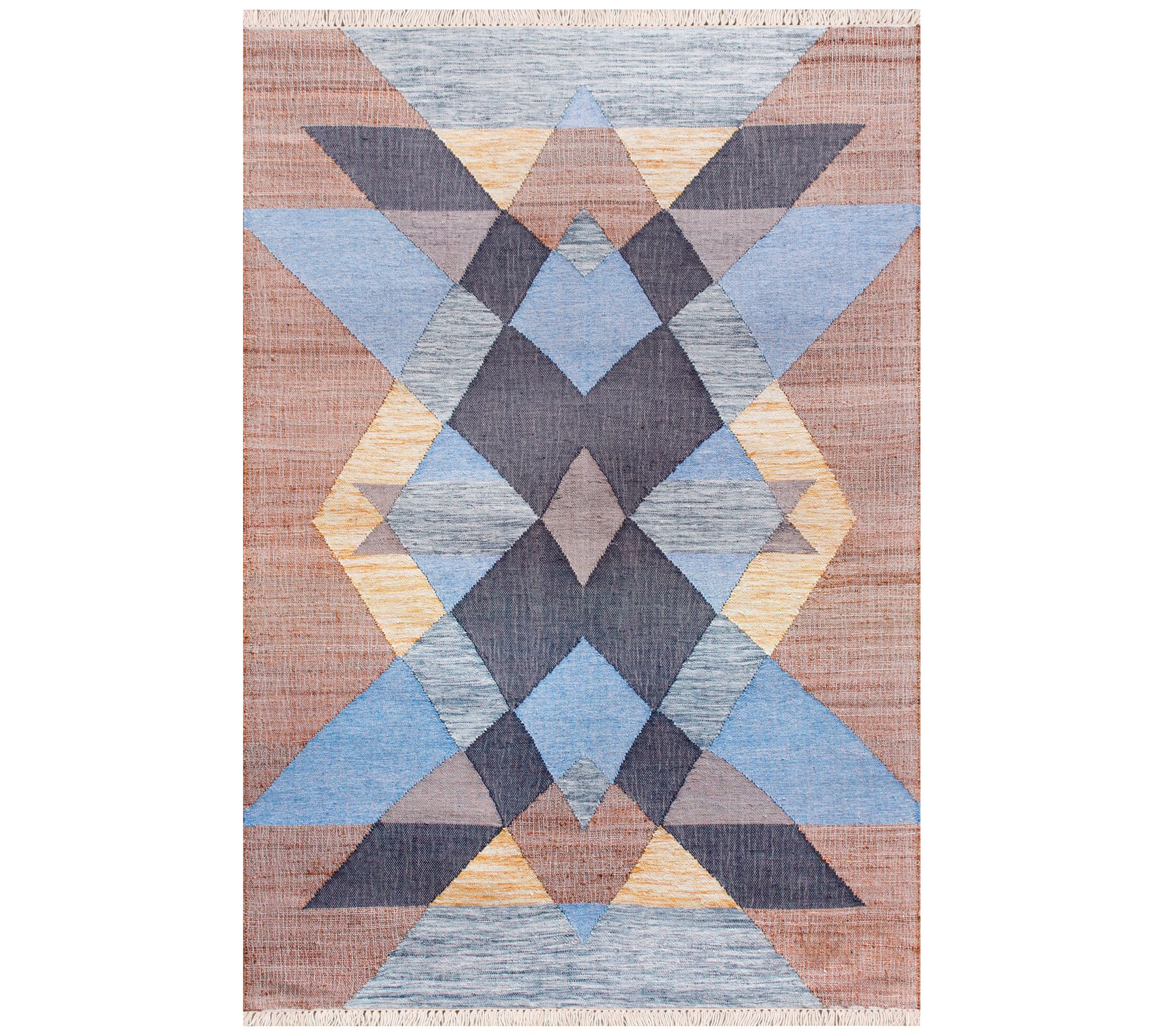 Ox Bay Abstract Handwoven 2' x 3' Jute and Cotton Dhurrie Rug
