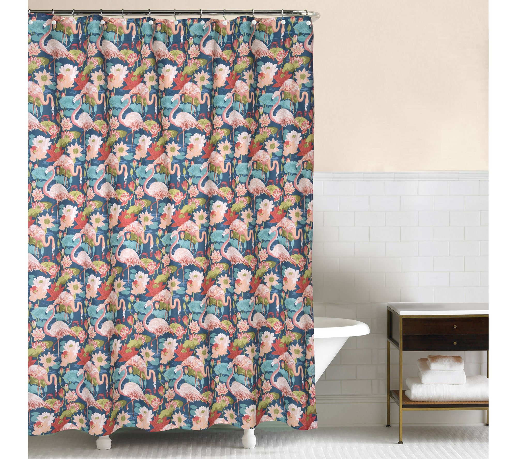 Flamingo Lagoon Shower Curtain by Valerie