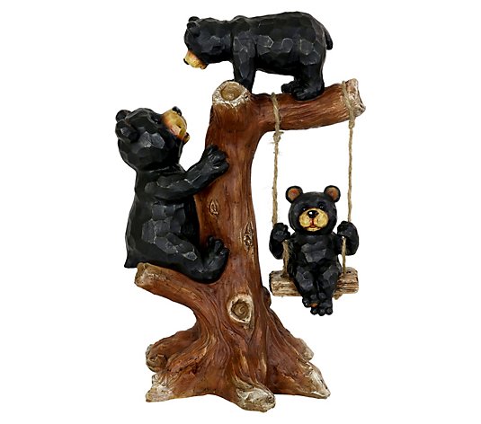 Exhart Bear Family Tree Swing Statue