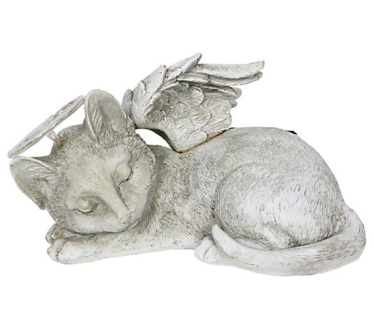 Exhart Solar Sleeping Cat Angel Statue