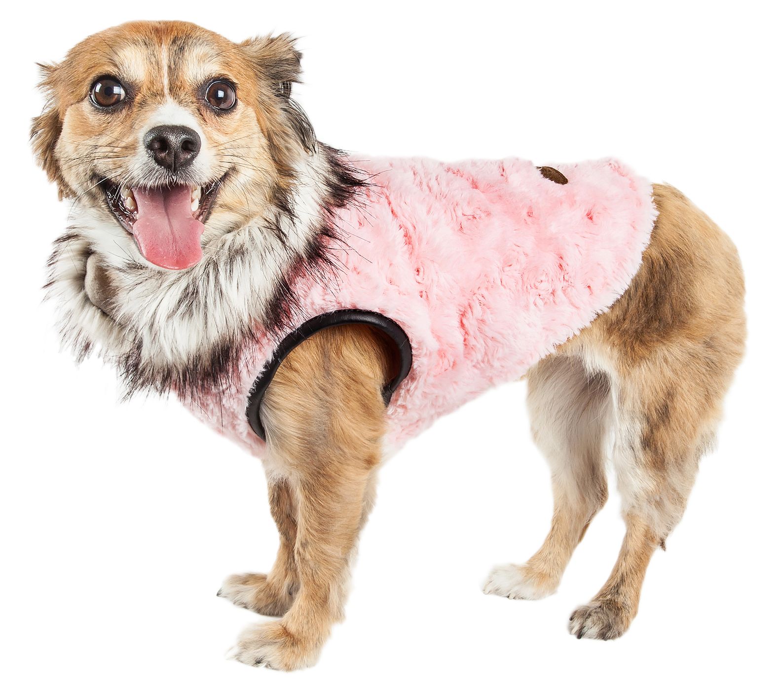 Pet Life Luxe 'Pinkachew' Mink Fur Dog Coat Jacket