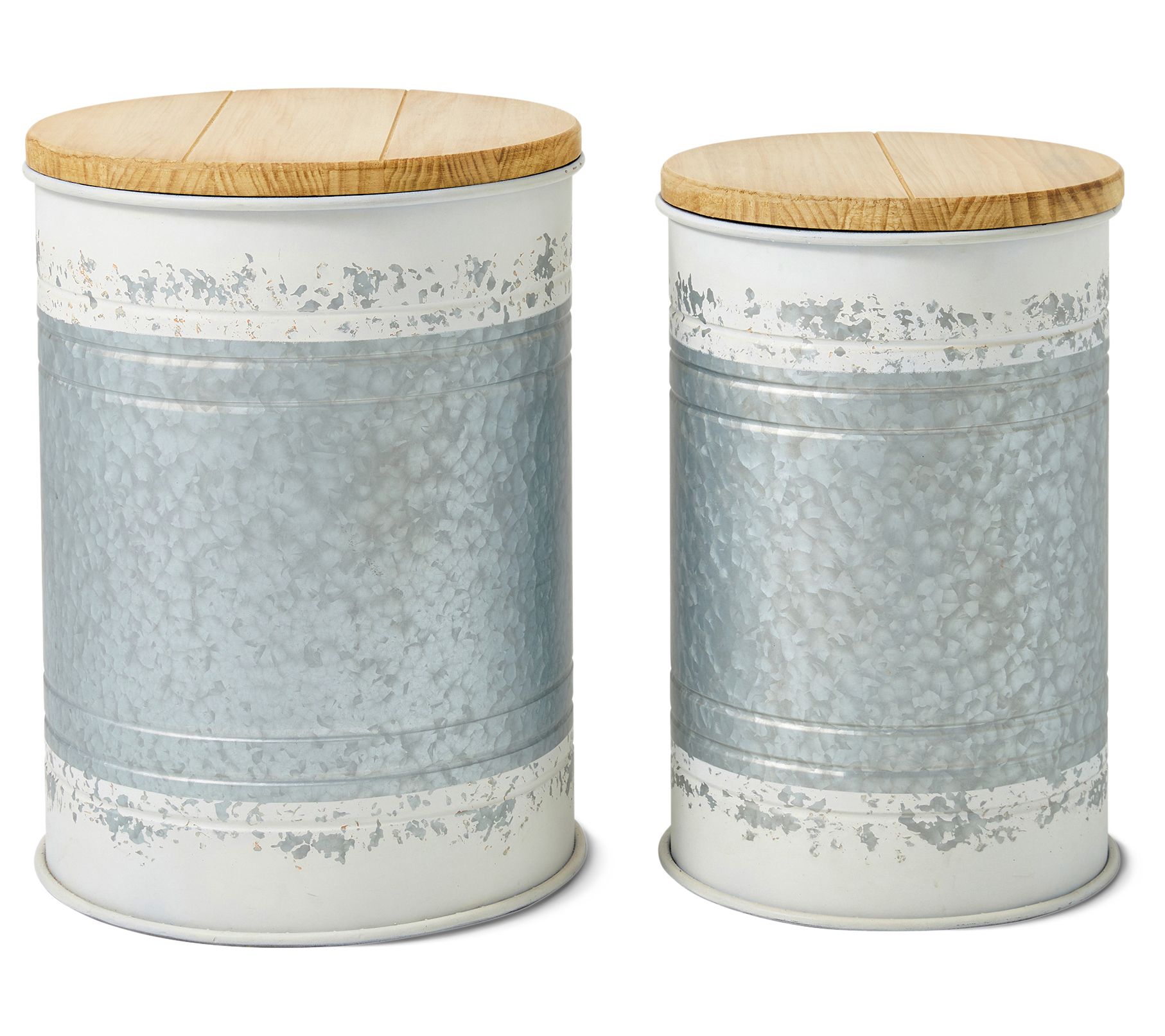 Glitzhome Modern Galvanized Storage Stools with Lids S/2