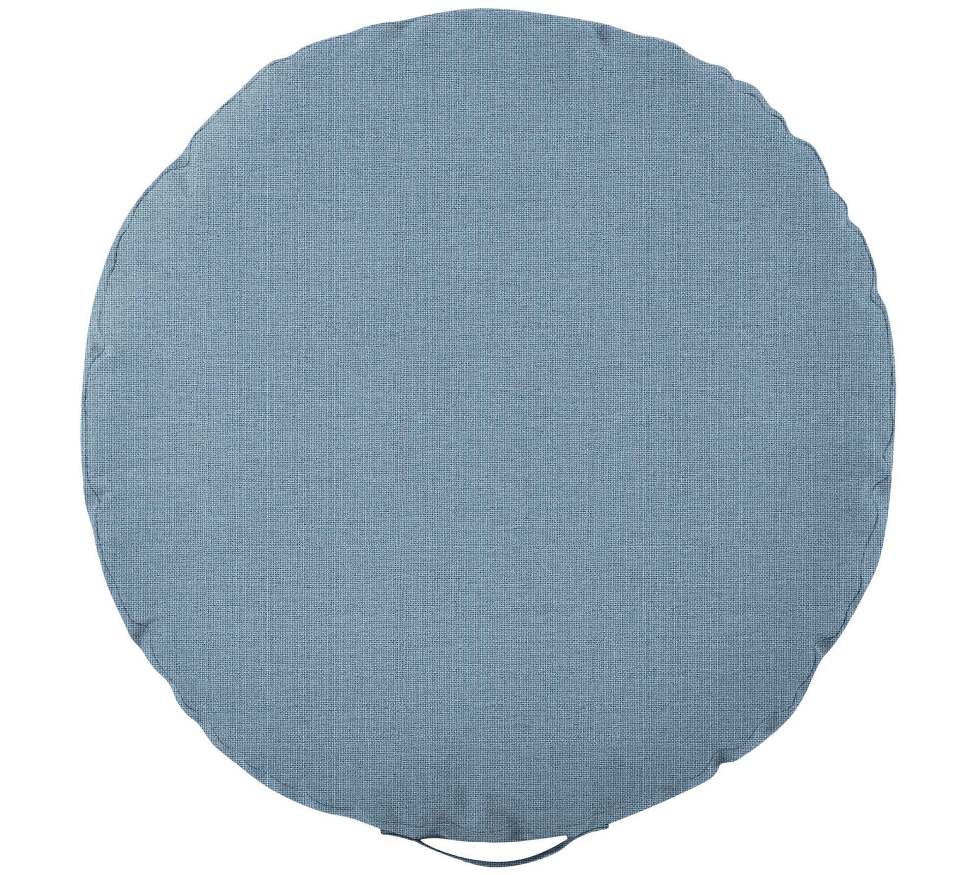 Sorra Home 24" Circle Sunbrella Denim Floor Pillow with Handle