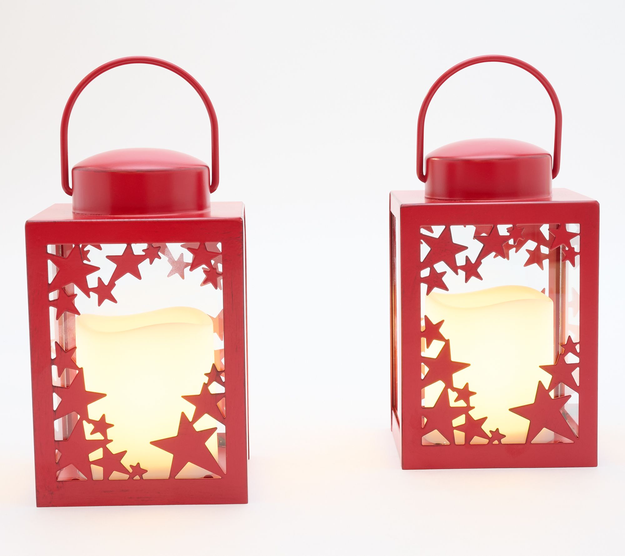 Candle Impressions Set of (2) 6" Metal Star Icon Lanterns